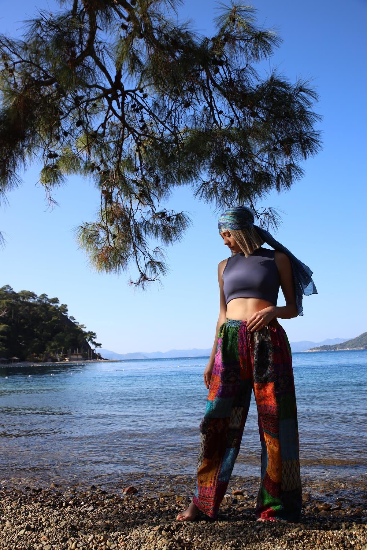 Renkli Patchwork Pantolon - Şaman Butik Renkli Patchwork Pantolon