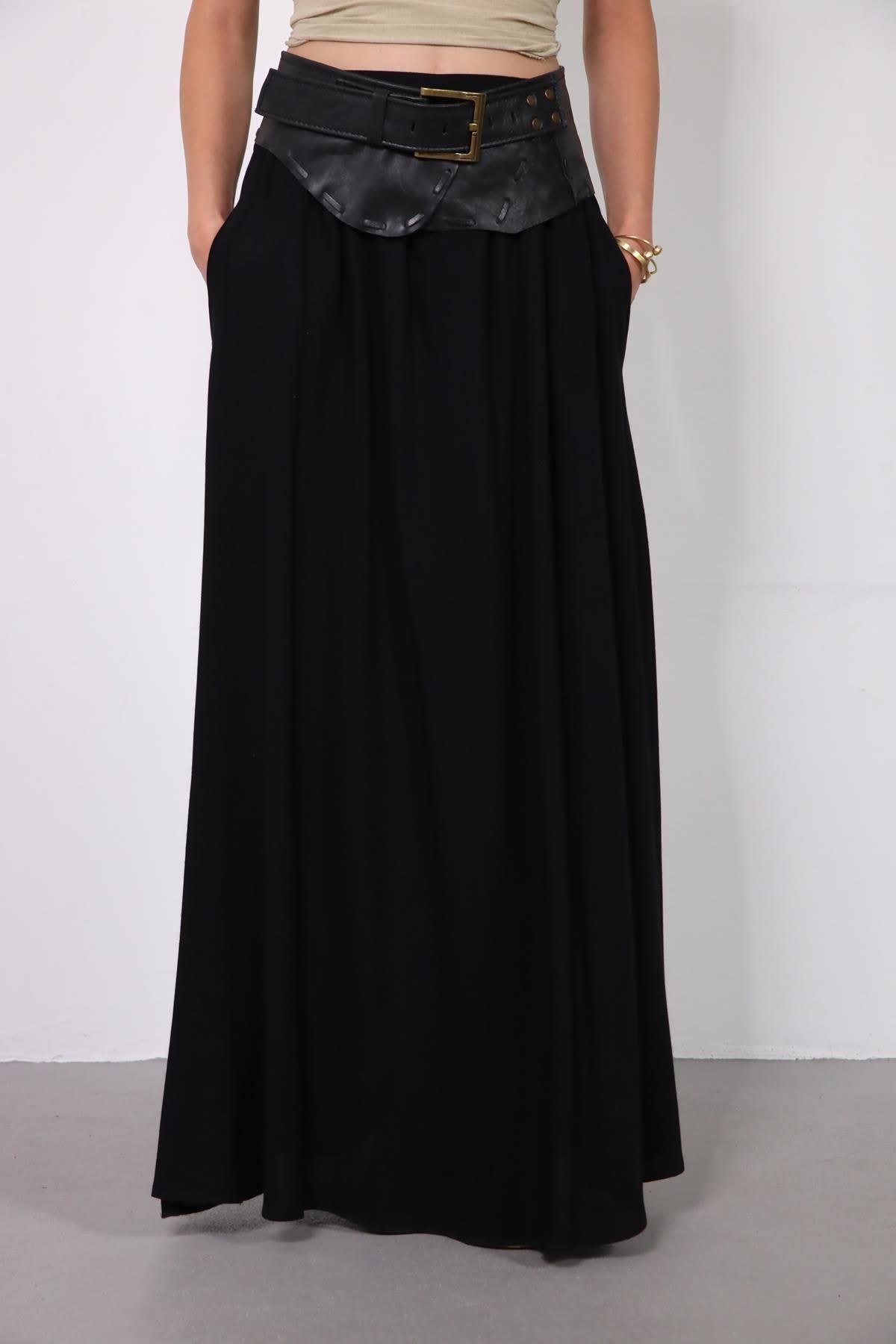 Siyah Beli Lastikli Etek - Şaman Butik Siyah Beli Lastikli Etek