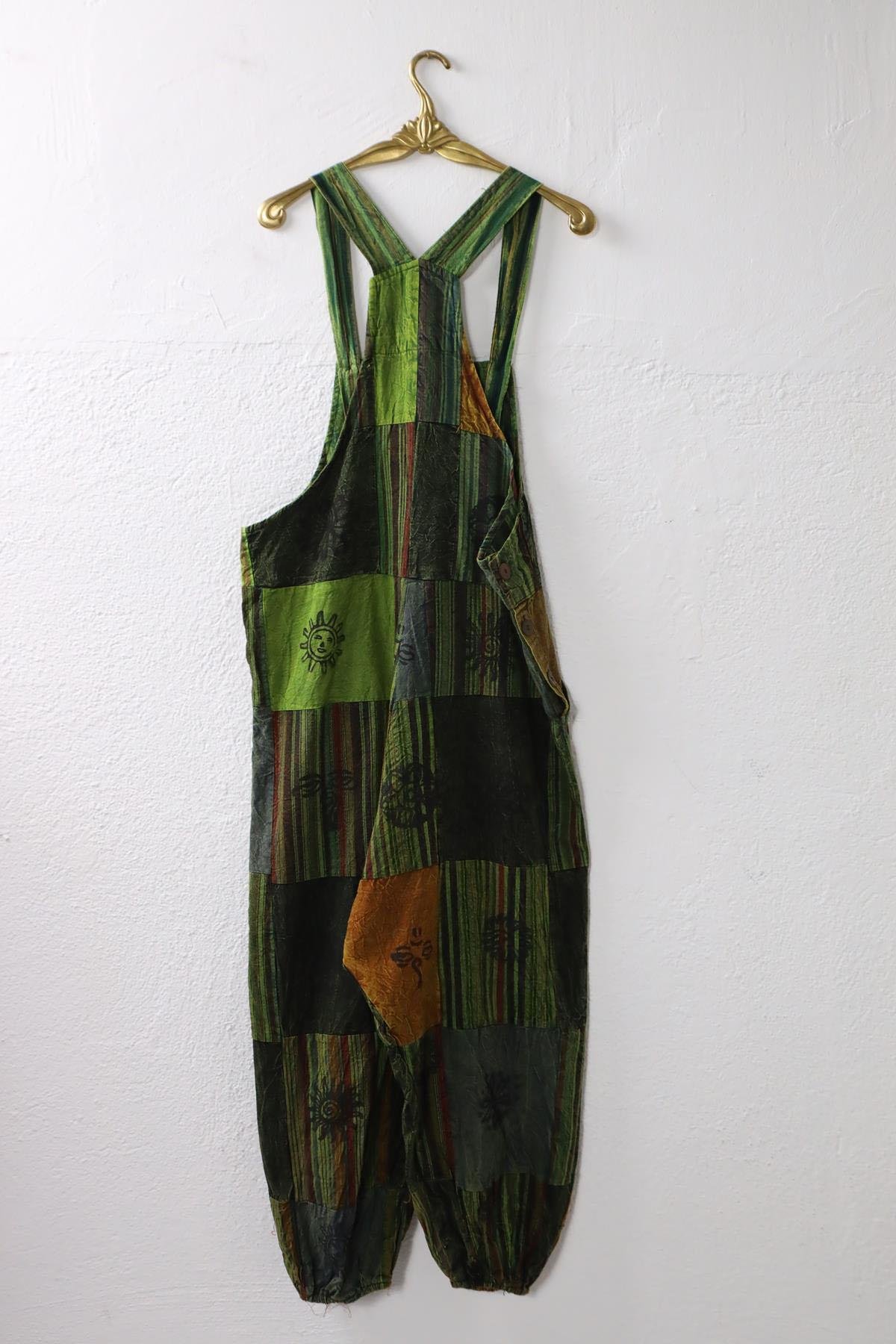 Renkli Yıkama Patchwork Tulum - Şaman Butik Renkli Yıkama Patchwork Tulum