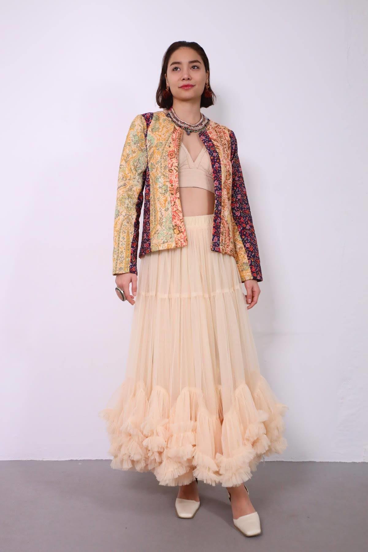  Etnik Çiçek Desenli Patchwork Ceket