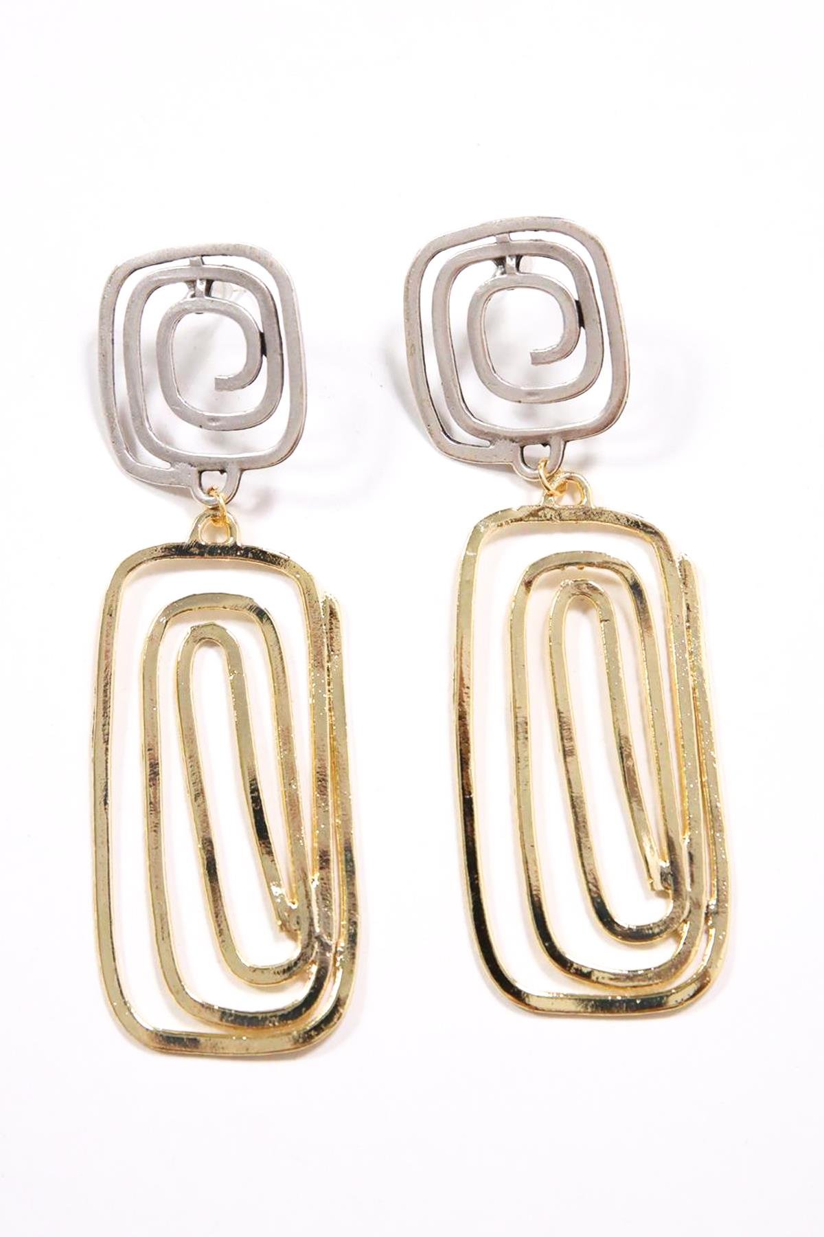 Spiral Desenli Altın Ve Gümüş Kaplama Küpe - Şaman Butik Spiral Desenli Altın Ve Gümüş Kaplama Küpe