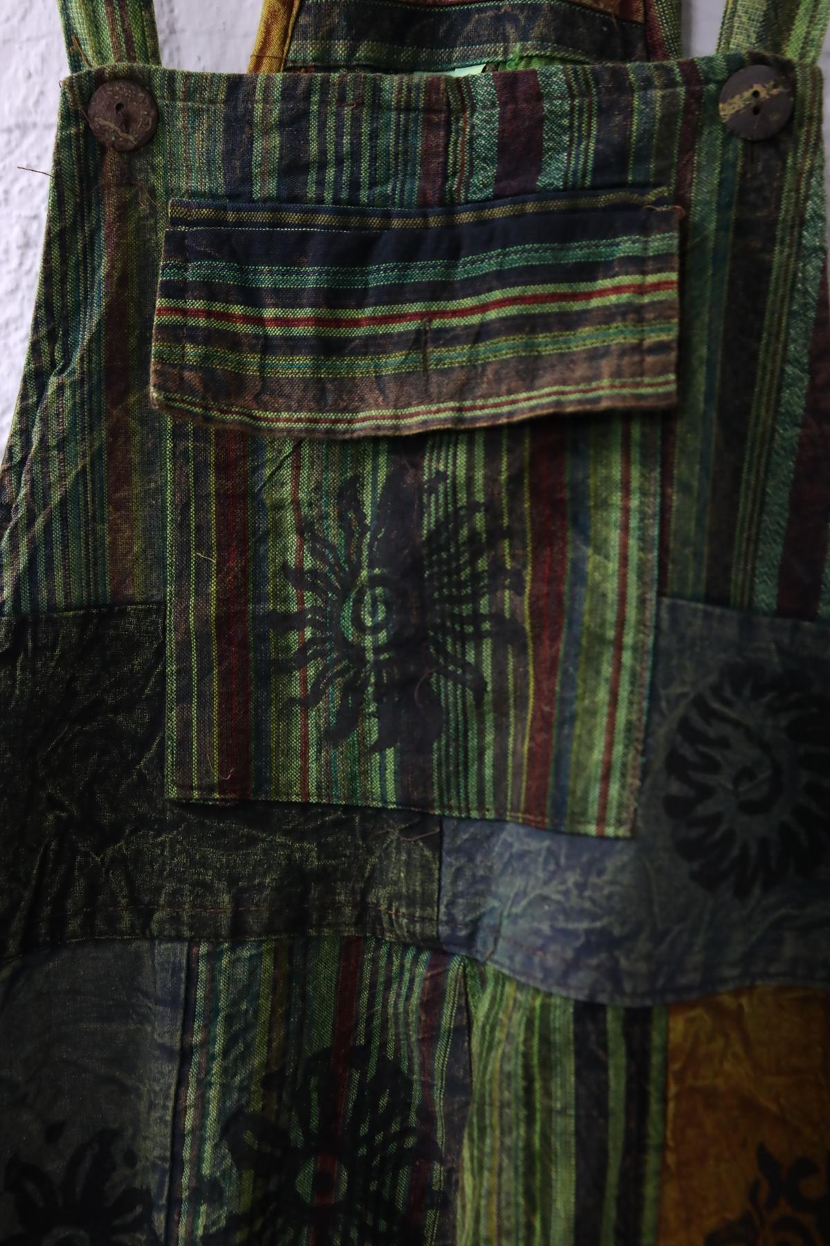Renkli Yıkama Patchwork Tulum - Şaman Butik Renkli Yıkama Patchwork Tulum