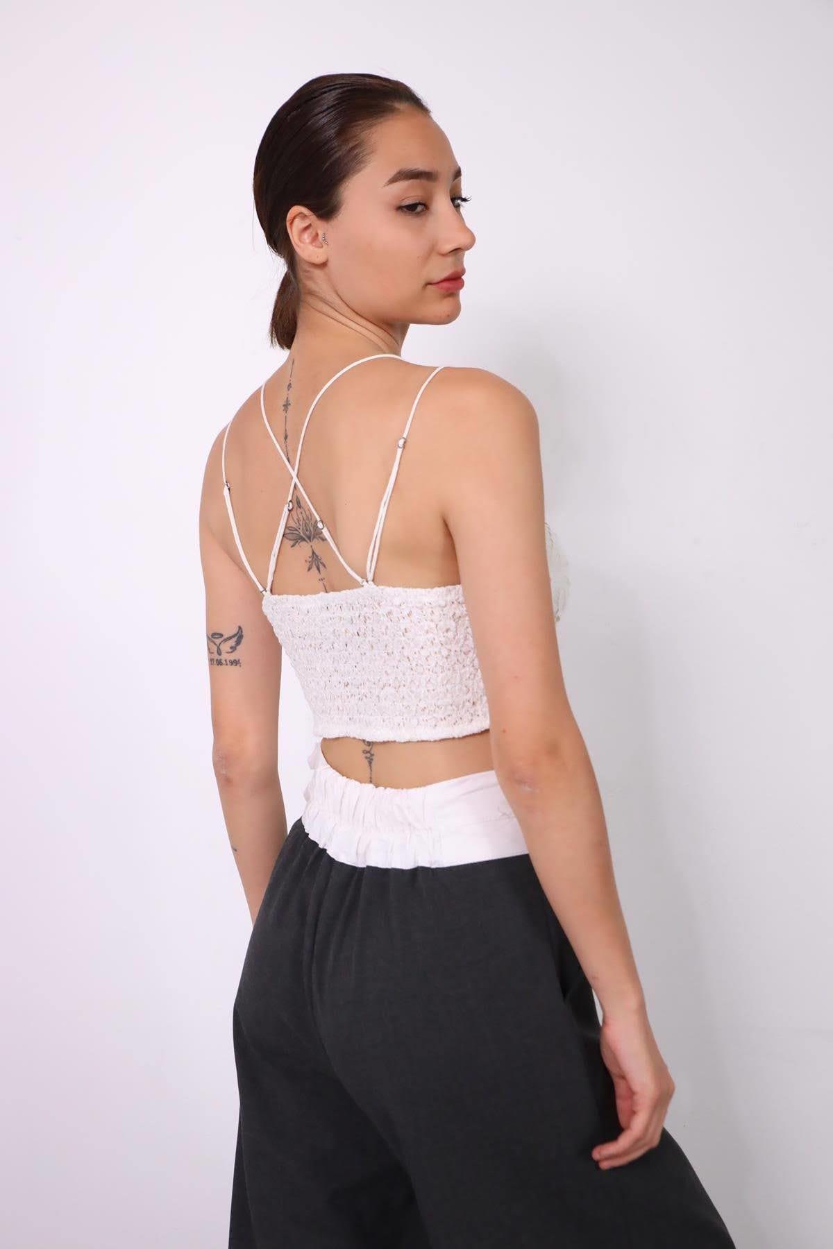 Beyaz Dantel Bralet - Şaman Butik Beyaz Dantel Bralet