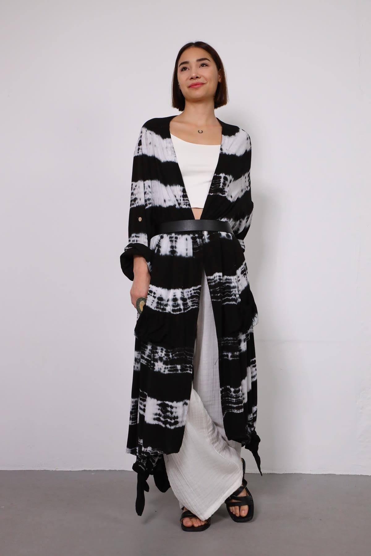 Siyah Batikli Kaftan - Şaman Butik - Bohem Giyim ve Aksesuar | Kadın & Erkek Siyah Batikli Kaftan