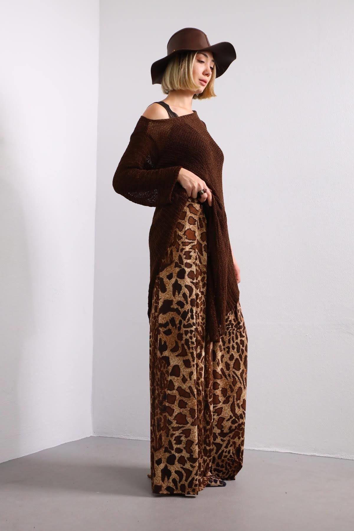 Brown Asymmetric Cut Mercerized Loose Blouse - Saman Butik | Shop Online Brown Asymmetric Cut Mercerized Loose Blouse