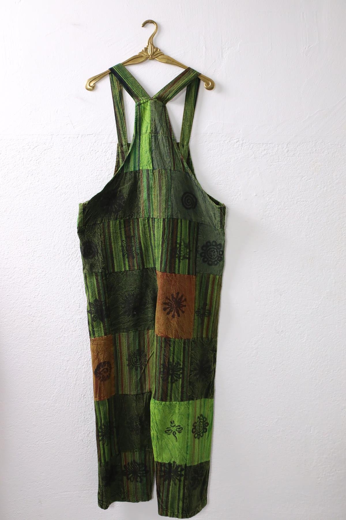 Renkli Yıkama Patchwork Tulum - Şaman Butik Renkli Yıkama Patchwork Tulum
