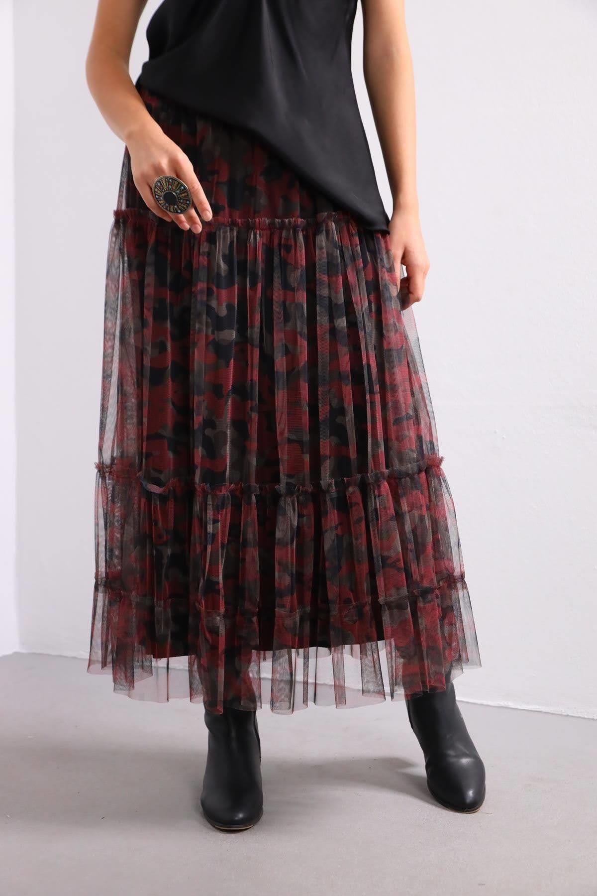 Colorful Tulle Skirt with Interlining - Saman Butik | Shop Online Colorful Tulle Skirt with Interlining