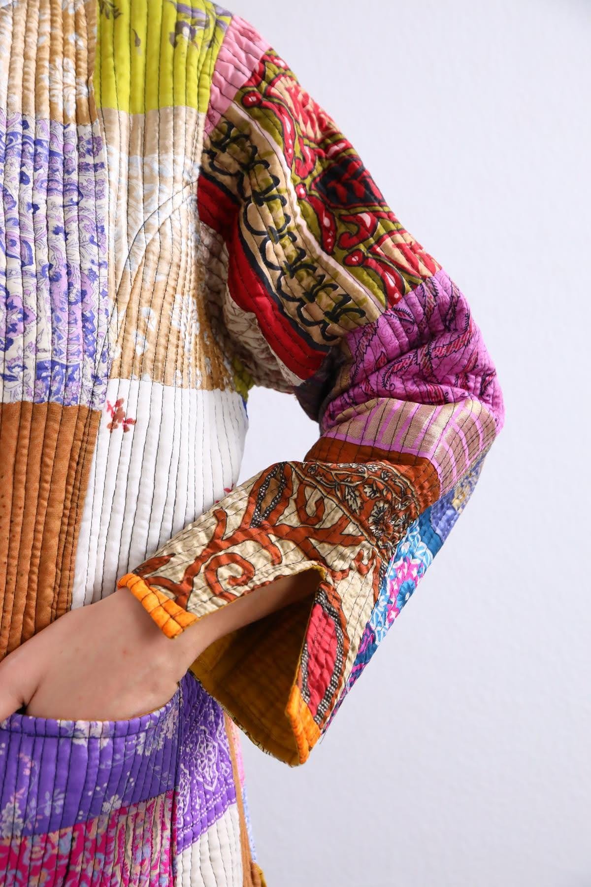  Renkli Cepli Patchwork Ceket