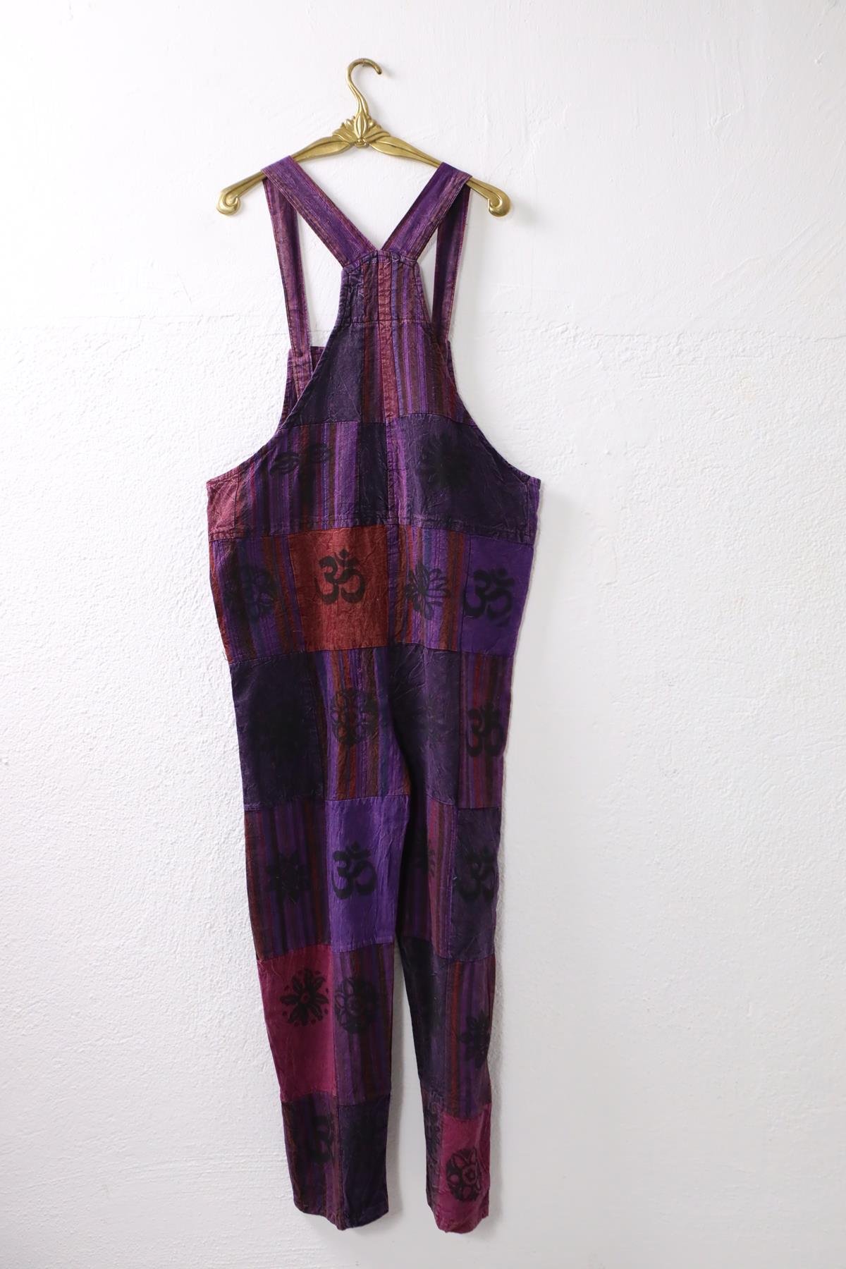  Mor Yıkama Patchwork Tulum
