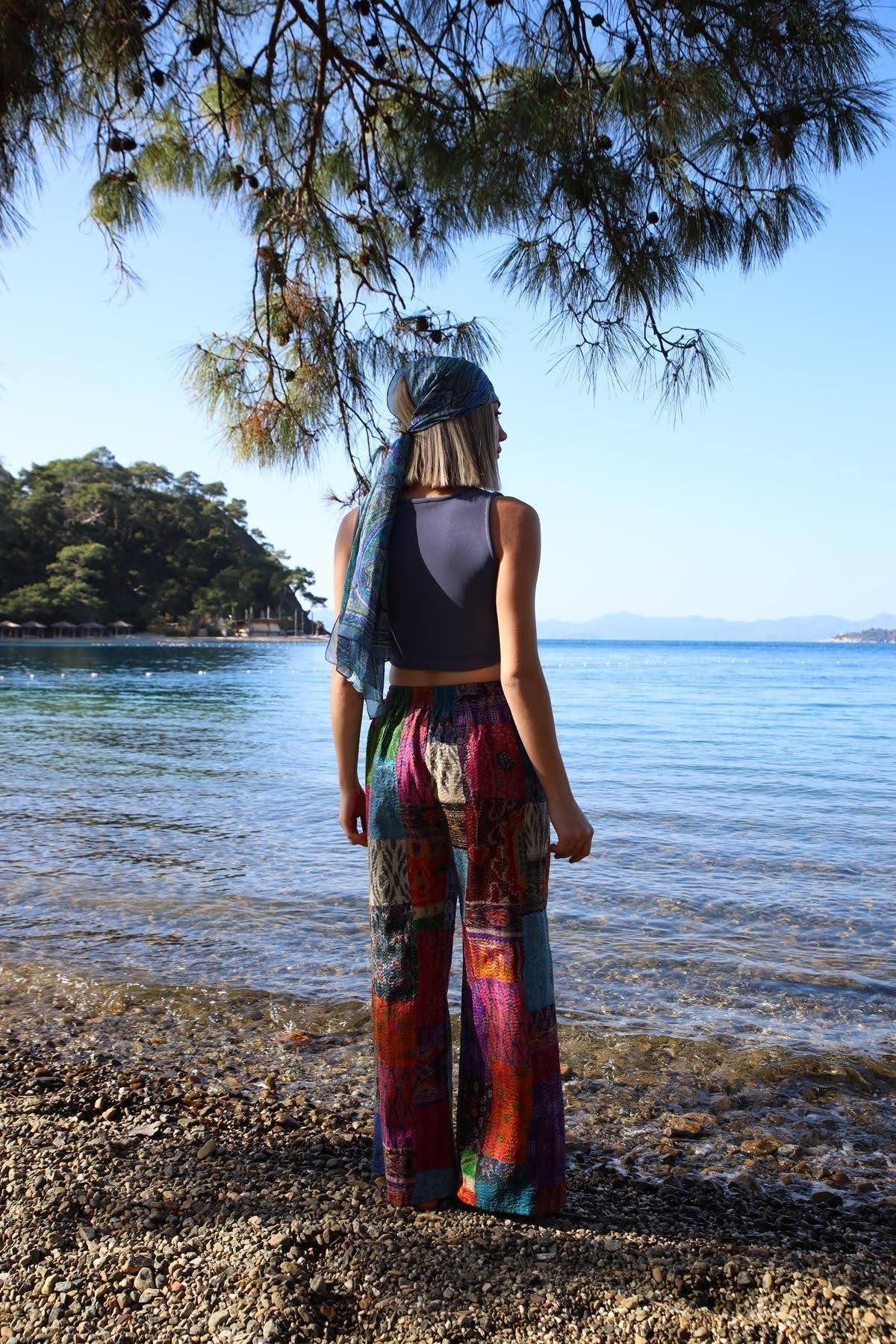Renkli Patchwork Pantolon - Şaman Butik Renkli Patchwork Pantolon
