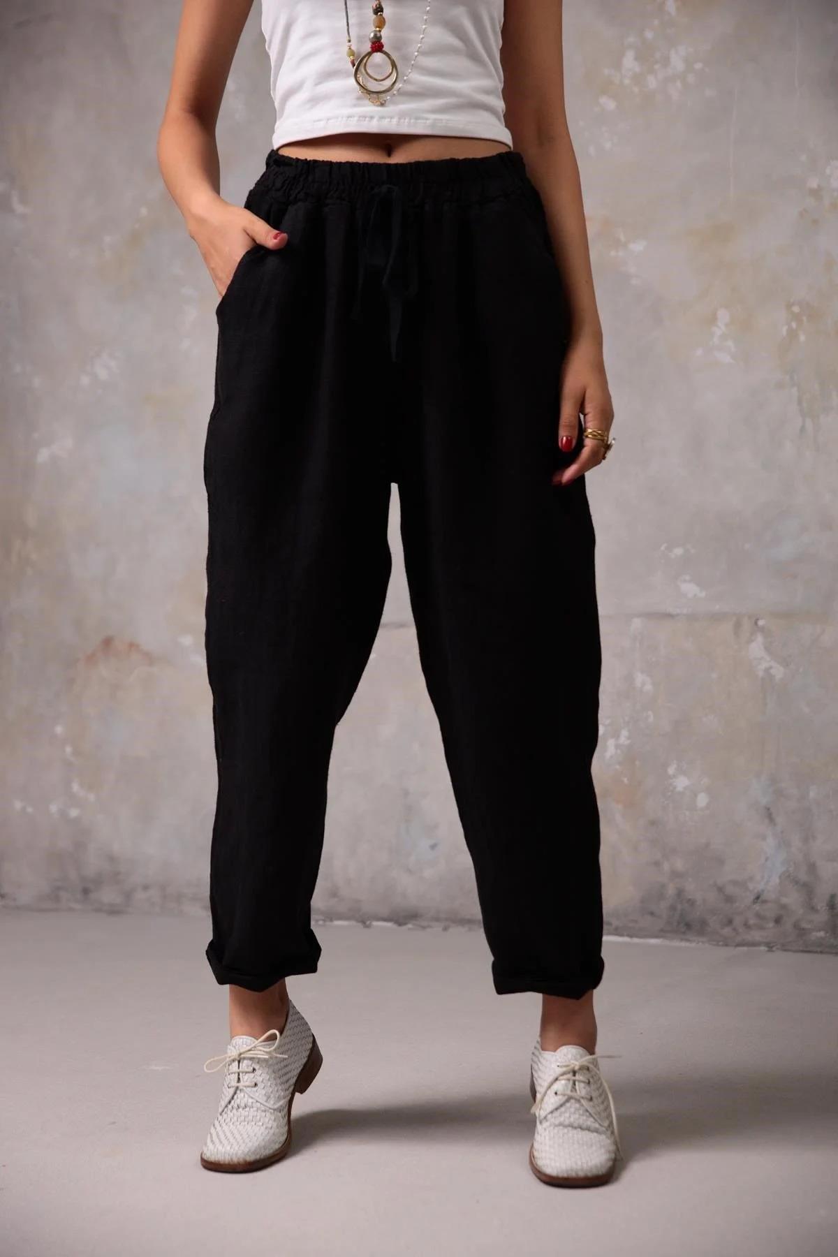  Siyah Beli İpli Judith Pantolon