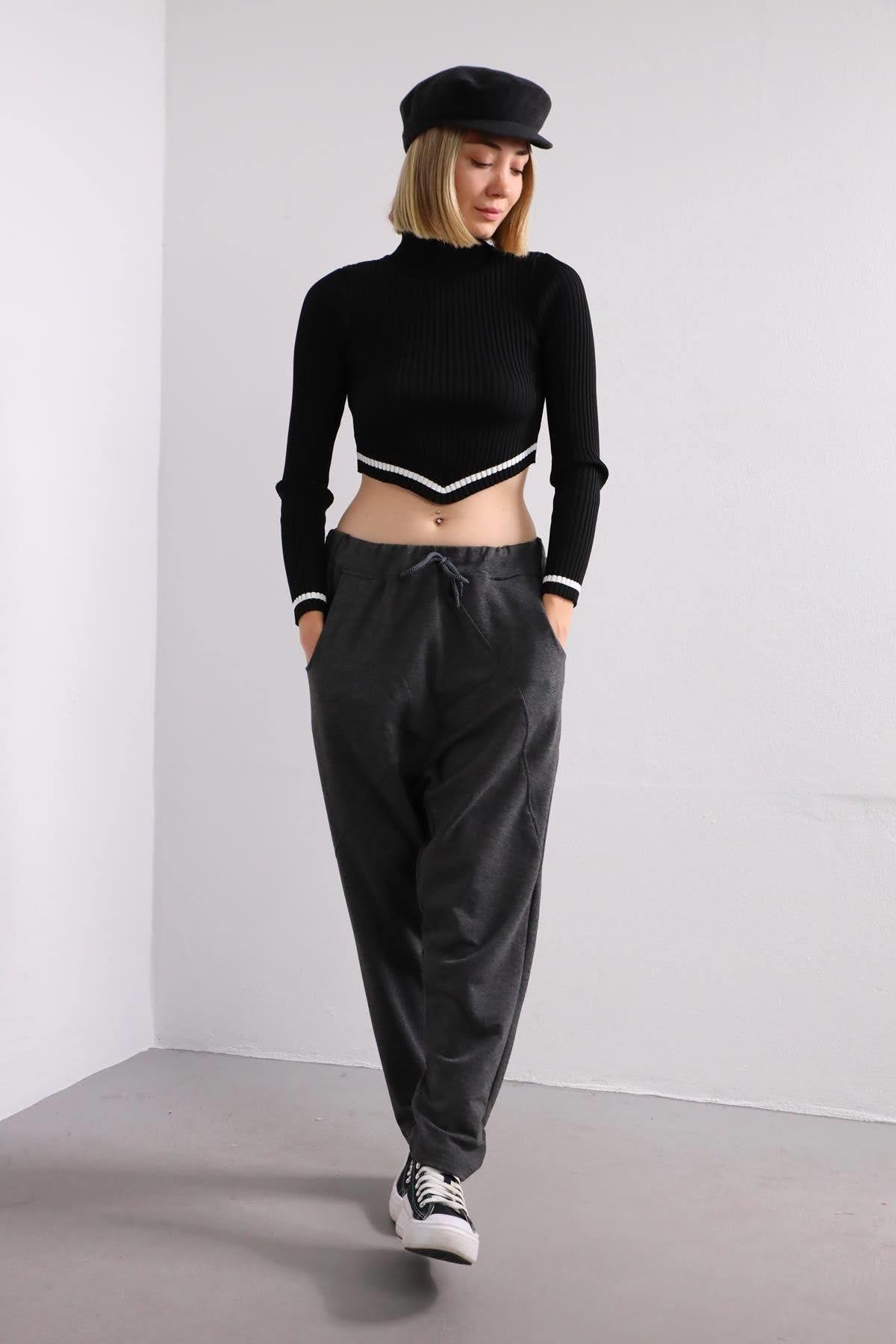 Siyah Yarım Boğazlı Body Kazak - Şaman Butik Siyah Yarım Boğazlı Body Kazak