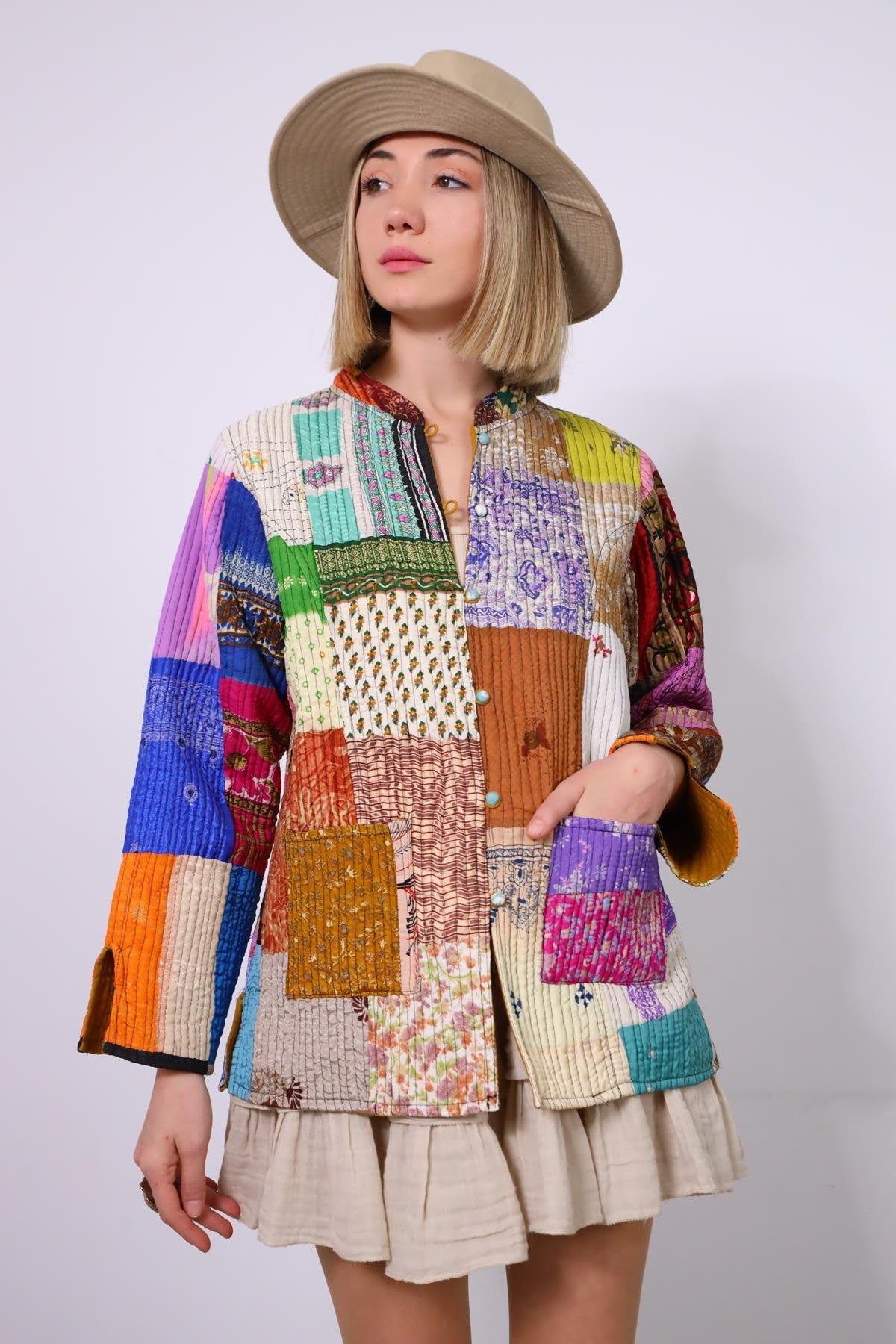 Colorful Patchwork Jacket - Saman Butik | Shop Online Colorful Patchwork Jacket