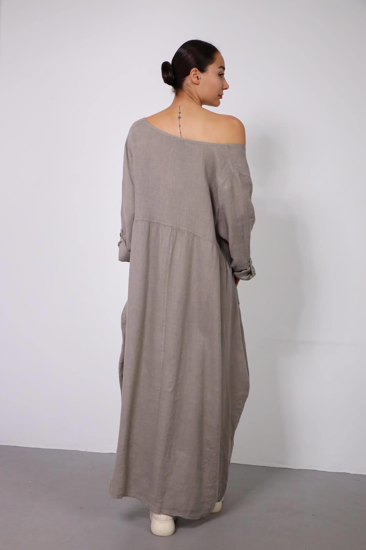 Saman Butik | Shop Online Mink Wide Pocket Dress
