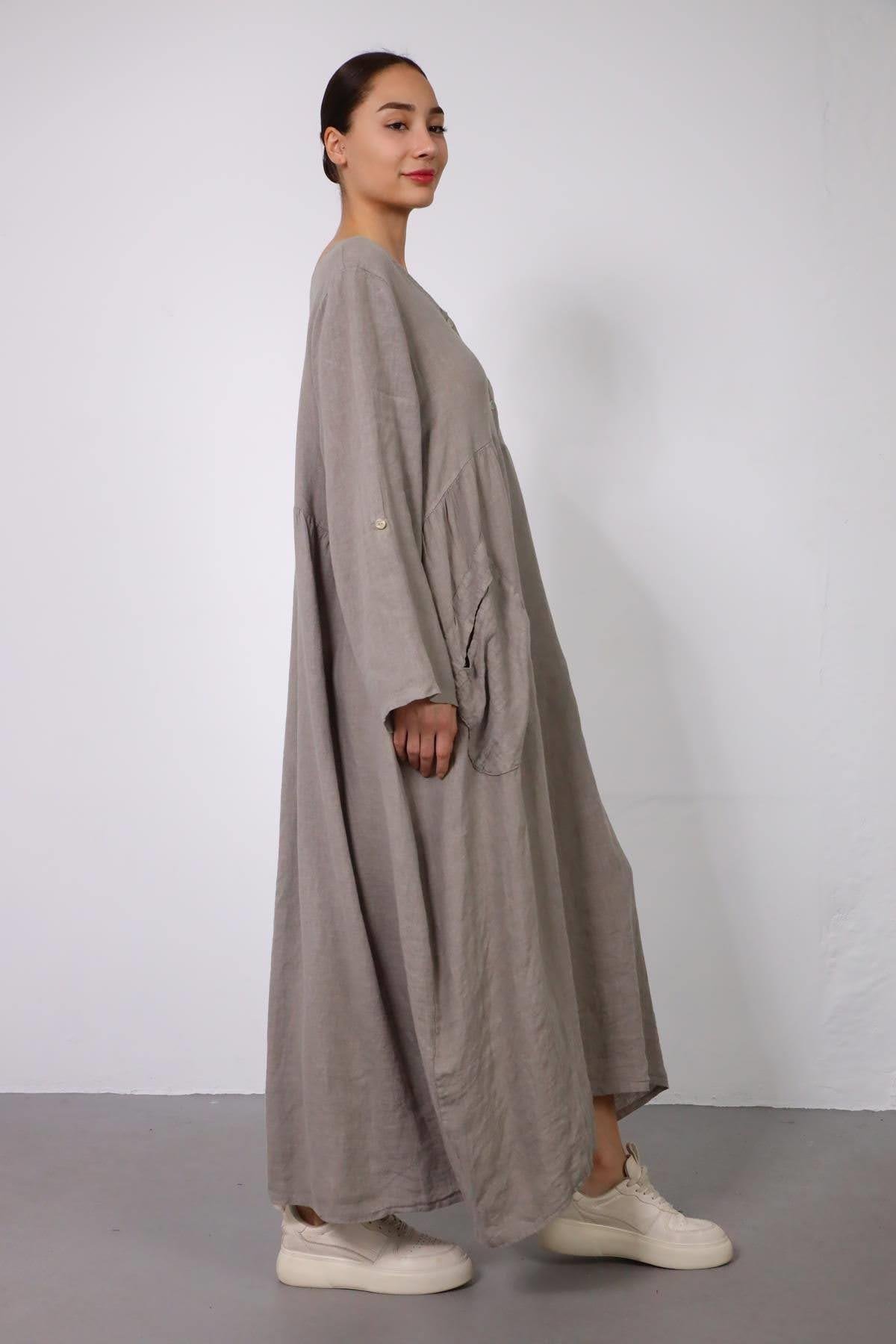 Saman Butik | Shop Online Mink Wide Pocket Dress