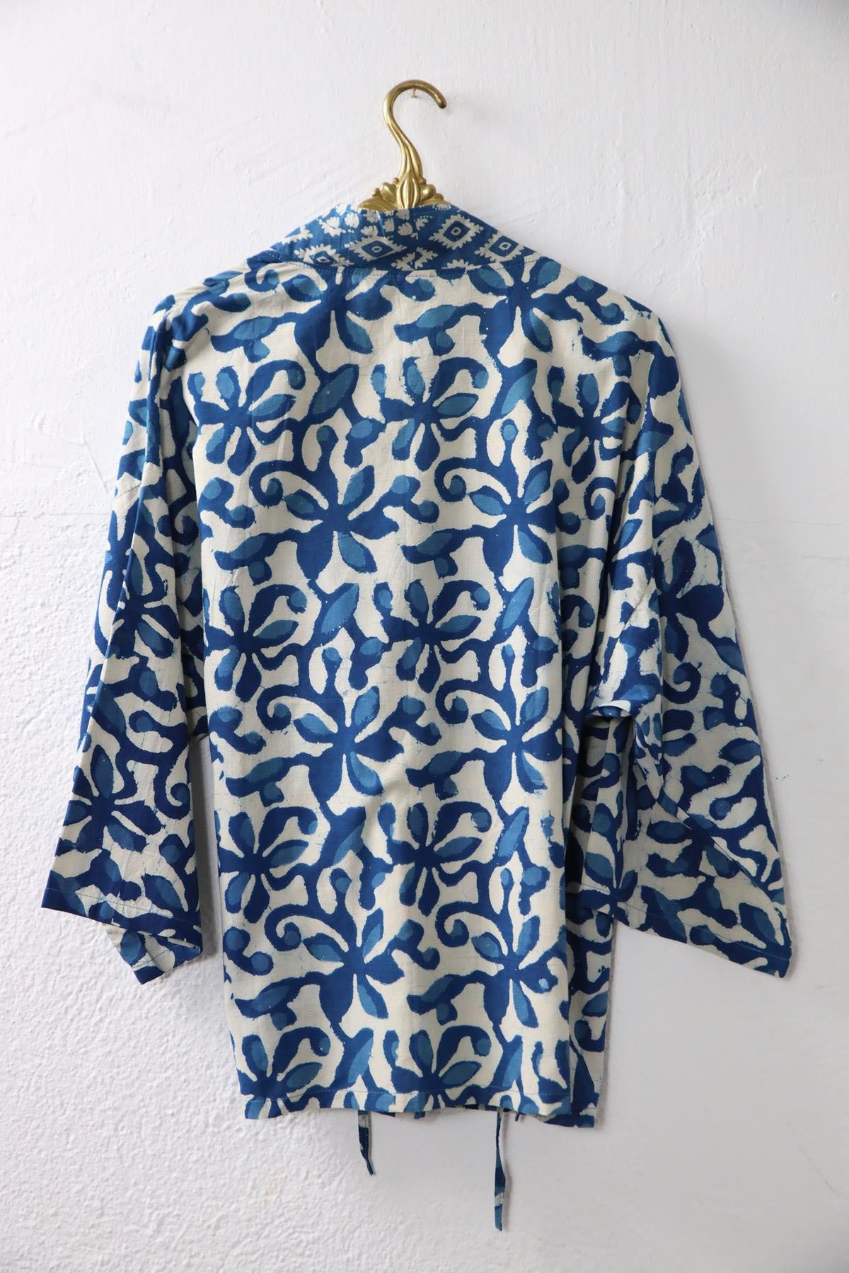  Ekru Otantik Desenli Anvelop Gömlek Kimono