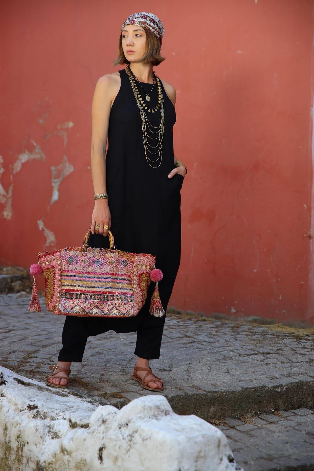 Siyah Su Tulum - Şaman Butik - Bohem Giyim ve Aksesuar | Kadın & Erkek Siyah Su Tulum