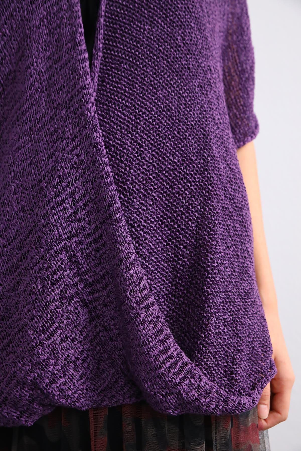 Purple Single Button Mercerized Judith Tunic - Saman Butik | Shop Online Purple Single Button Mercerized Judith Tunic