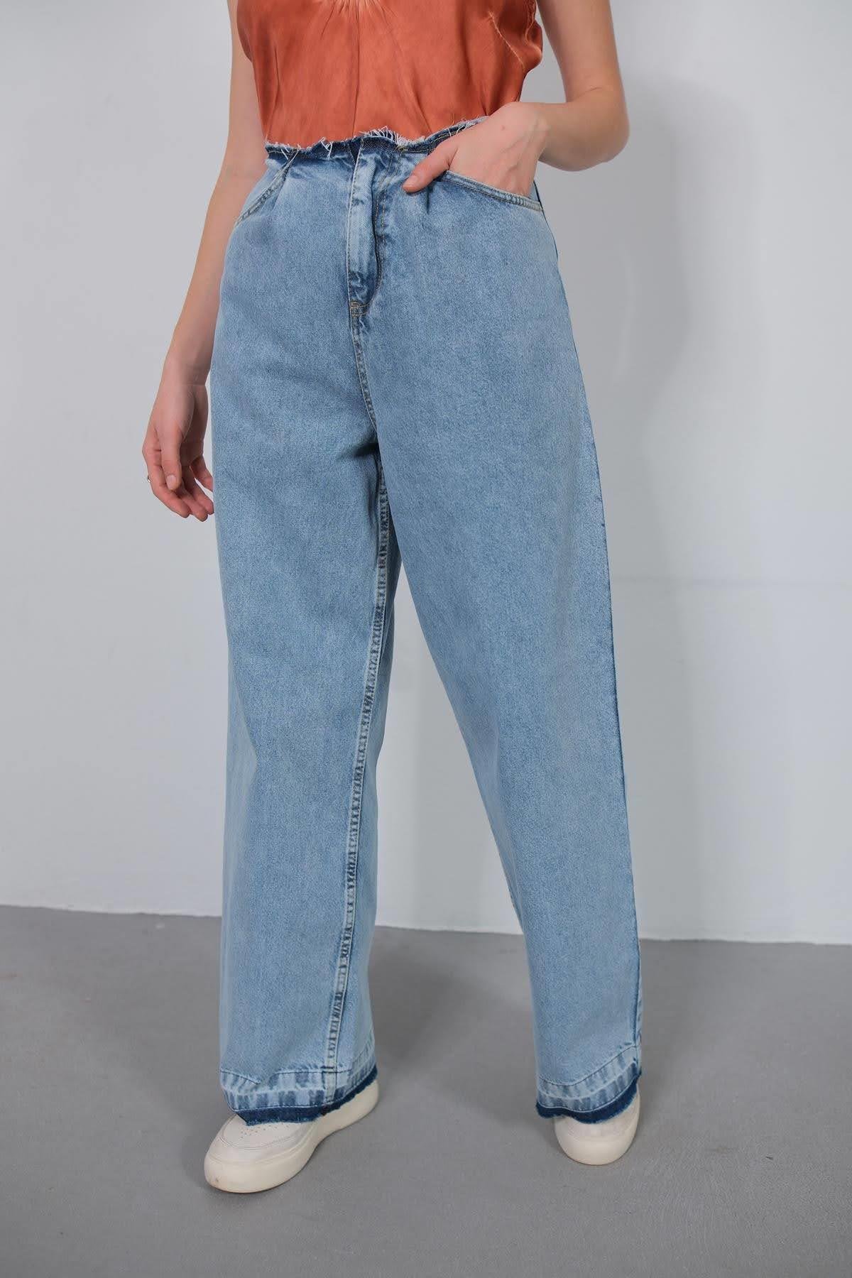 Mavi Belden Pis Dikişli Kot Pantolon - Şaman Butik Mavi Belden Pis Dikişli Kot Pantolon