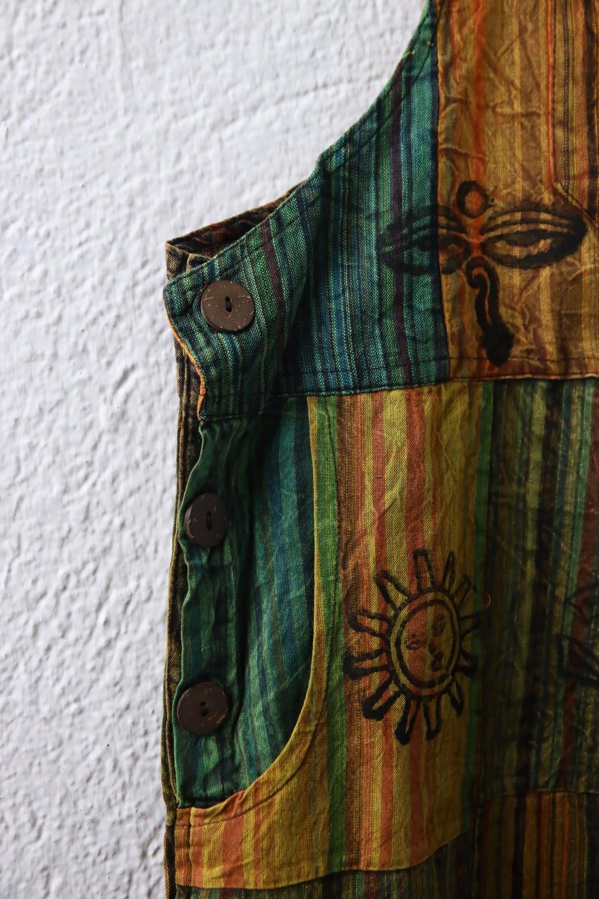 Renkli Yıkama Patchwork Tulum - Şaman Butik Renkli Yıkama Patchwork Tulum