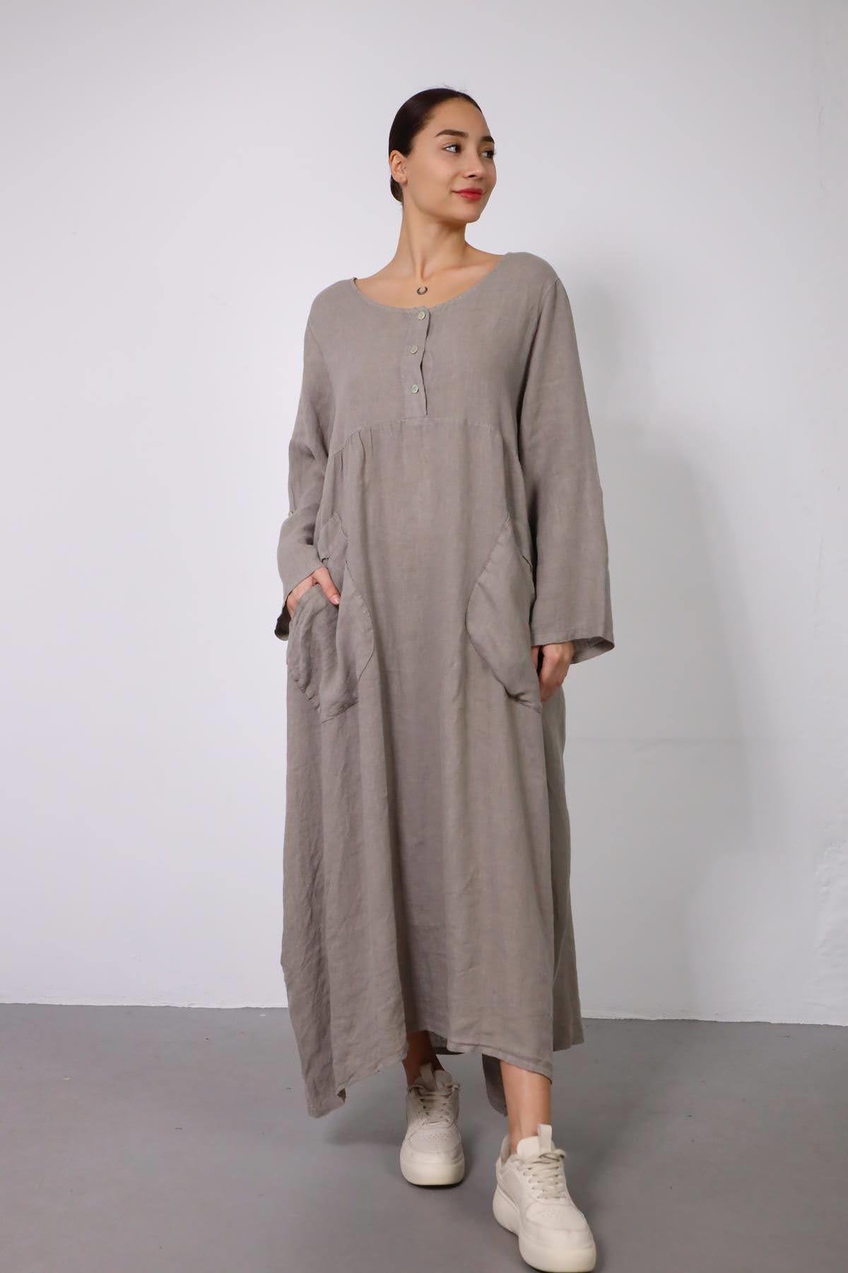 Saman Butik | Shop Online Mink Wide Pocket Dress