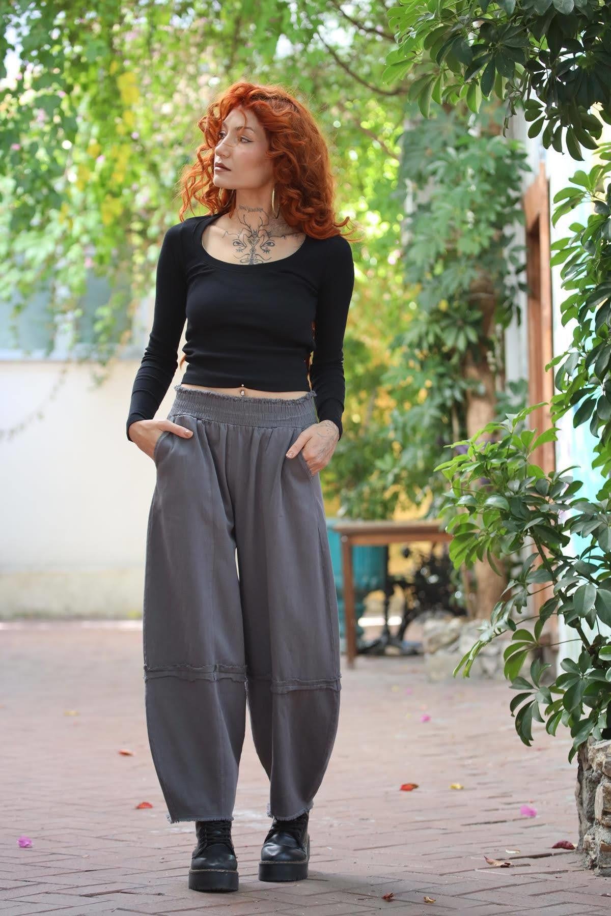 Antrasit Dikiş Detaylı Gabardin Pantolon