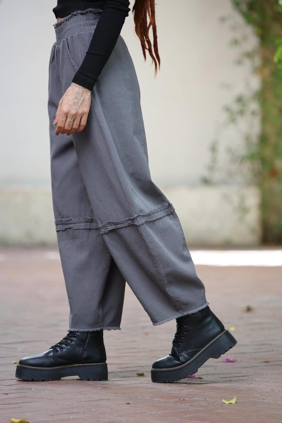 Antrasit Dikiş Detaylı Gabardin Pantolon