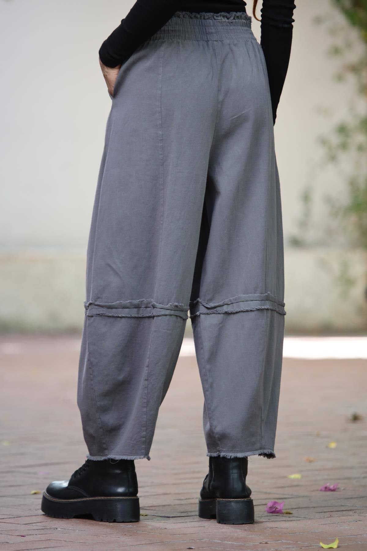 Antrasit Dikiş Detaylı Gabardin Pantolon