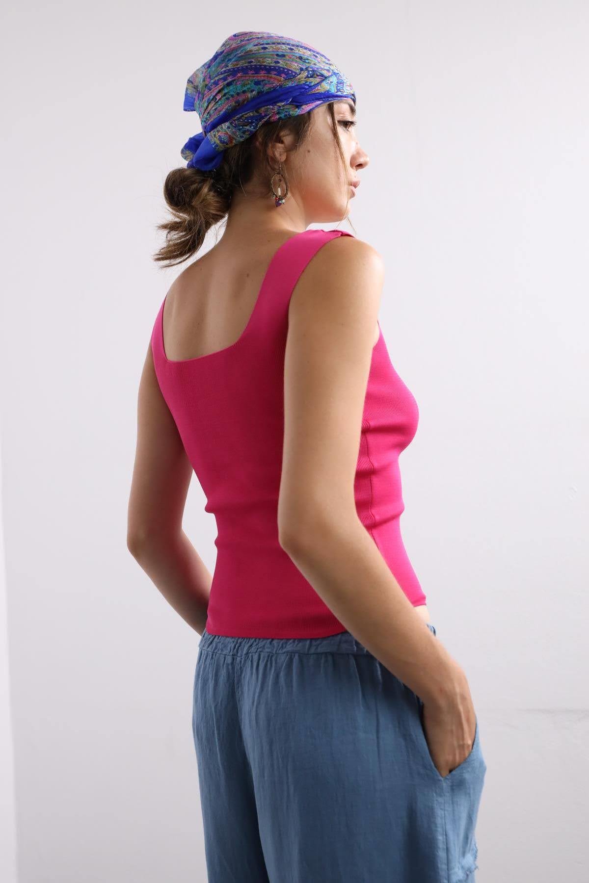 Pembe Lazer Kesim Atlet - Şaman Butik Pembe Lazer Kesim Atlet