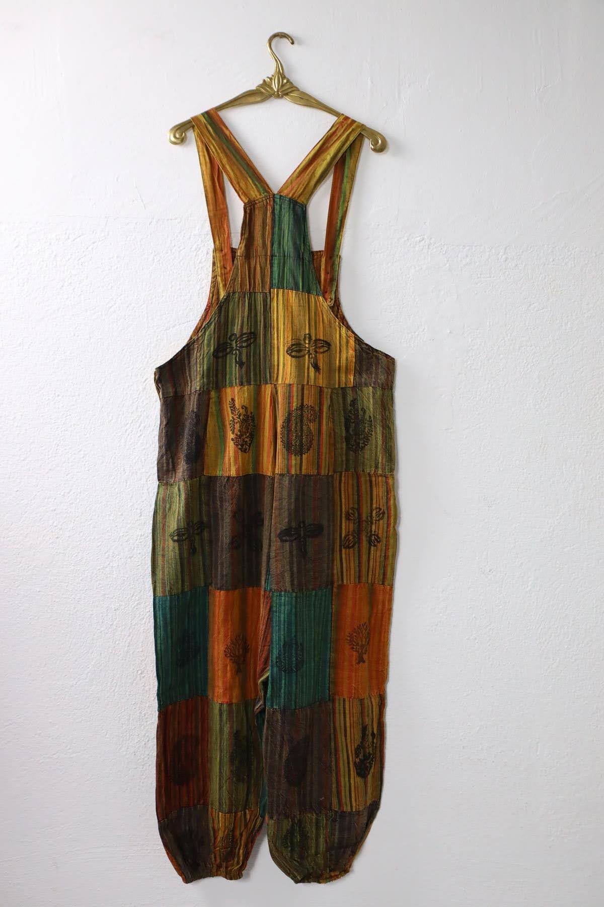 Renkli Yıkama Patchwork Tulum - Şaman Butik Renkli Yıkama Patchwork Tulum