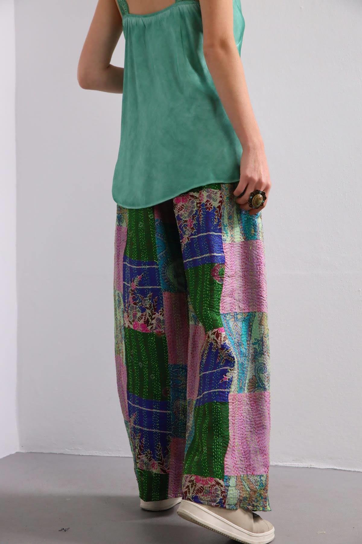  Renkli Patchwork Pantolon