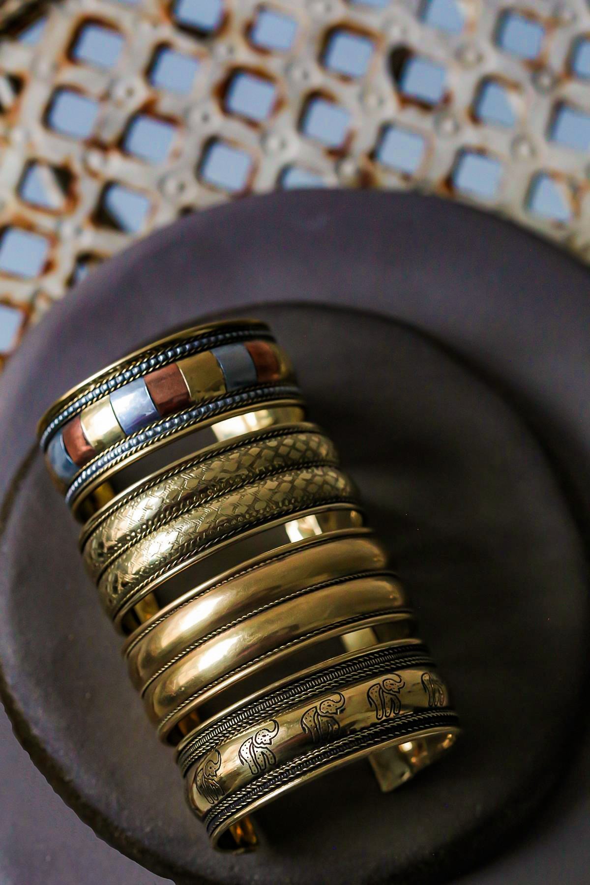 Bronz Fil İşlemeli Tasarım Bileklik - Şaman Butik Bronz Fil İşlemeli Tasarım Bileklik