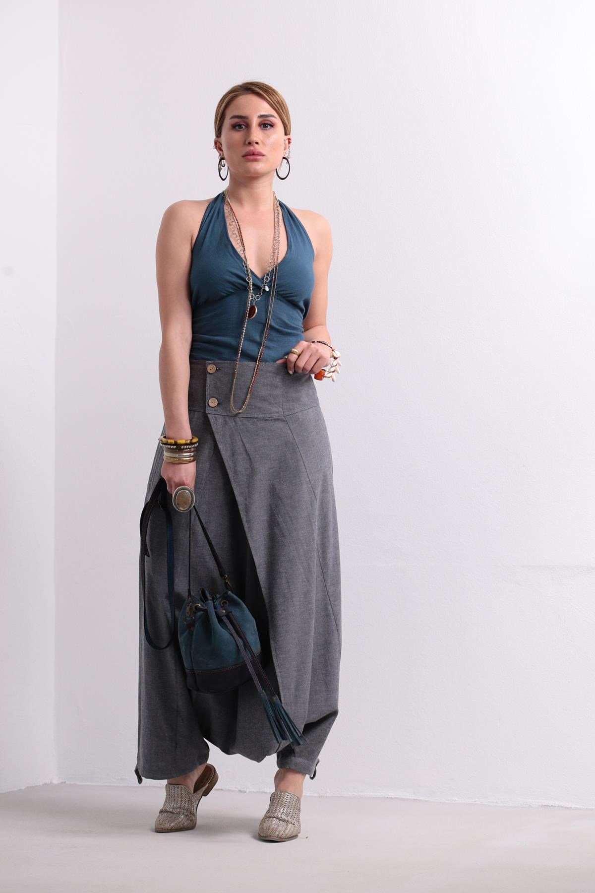 Sax Blue Puzzle Blouse - Saman Butik | Shop Online Sax Blue Puzzle Blouse