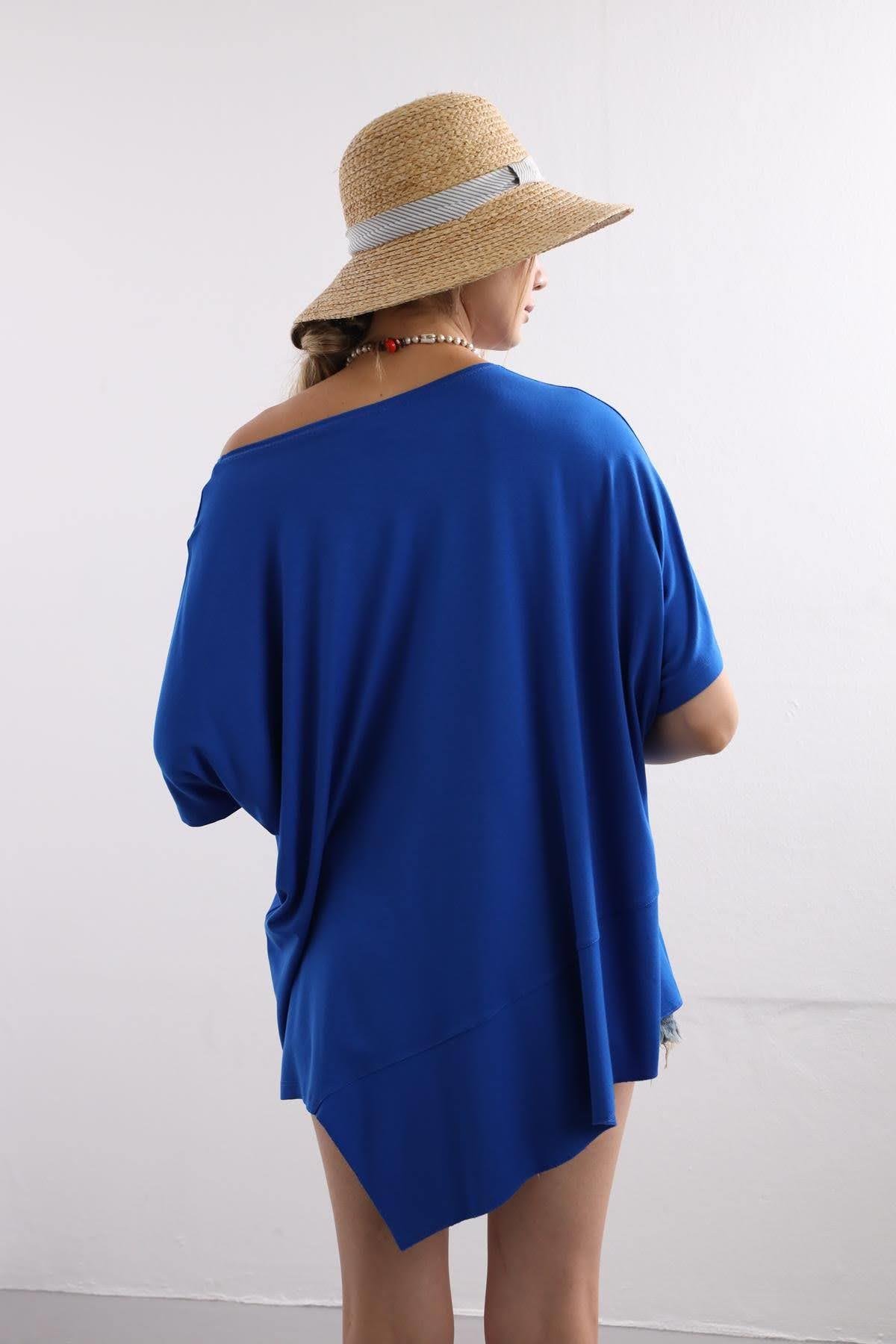 Saks Blue  Short Sleeve Patched  Blouse Saks Blue Short Sleeve Patched  Blouse