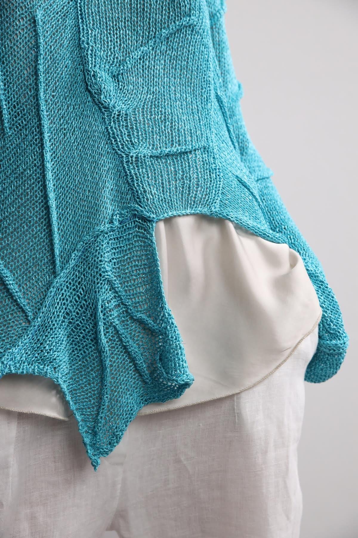 Saman Butik | Shop Online Mint Green Square Collar Stitch Detail Mercerized Blouse