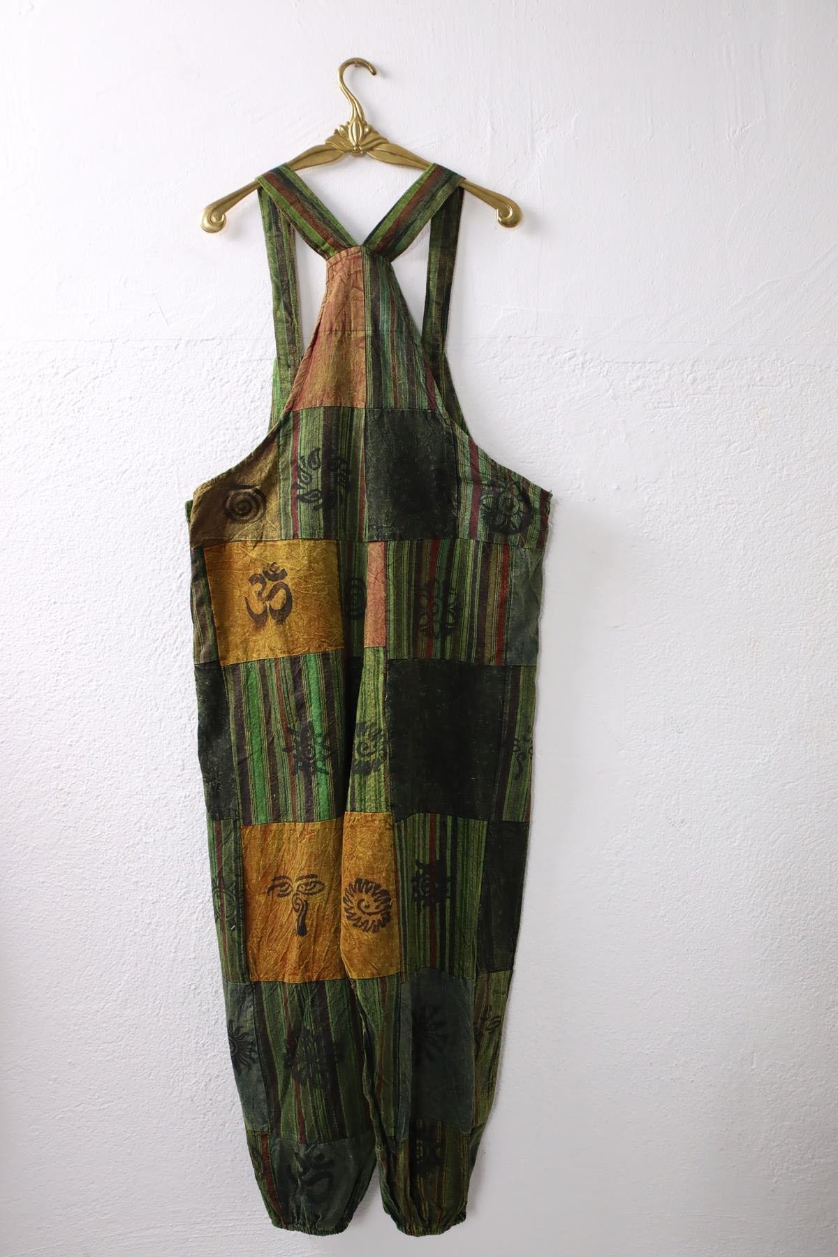  Renkli Yıkama Patchwork Tulum