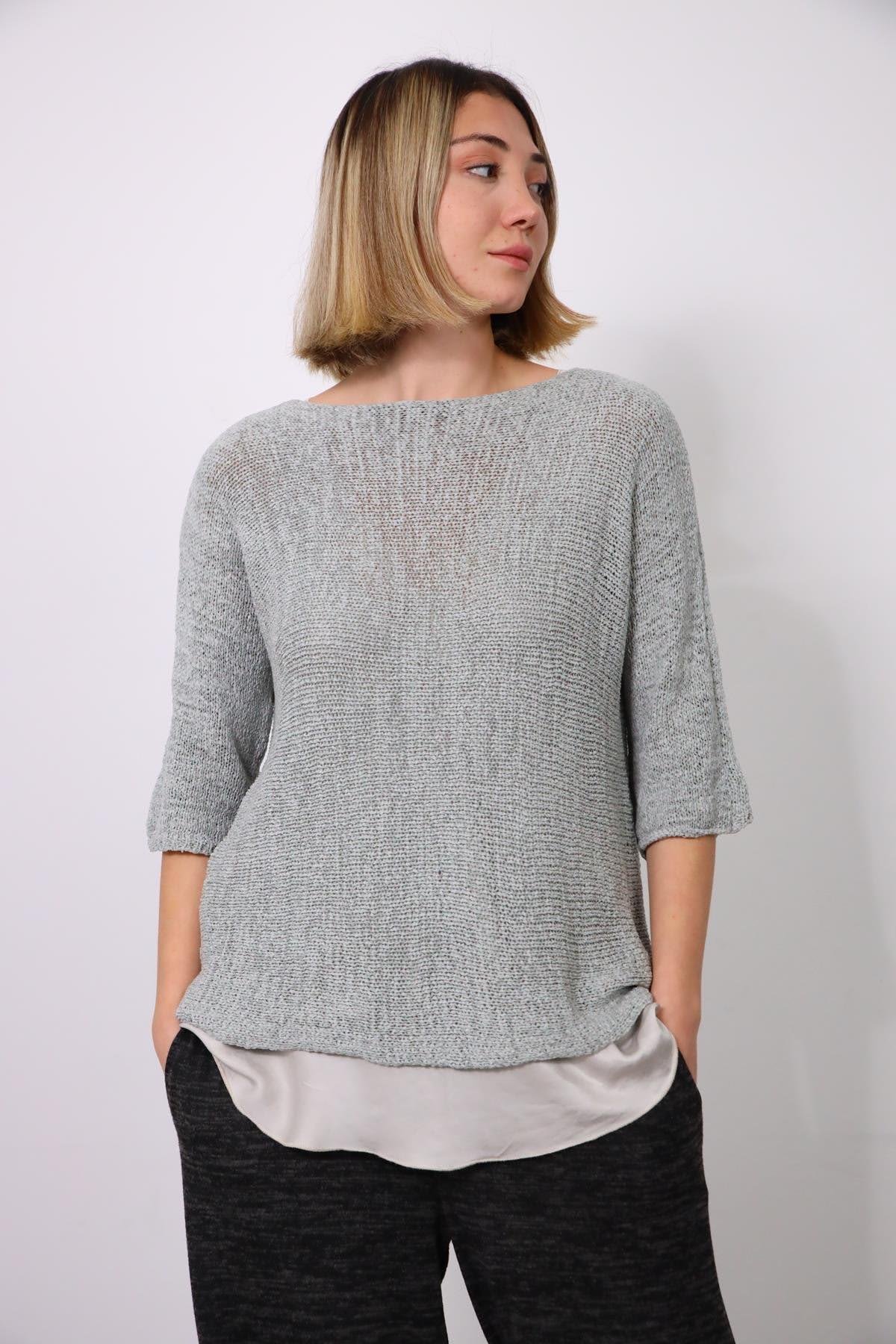 Gray Mercerized Blouse - Saman Butik | Shop Online Gray Mercerized Blouse