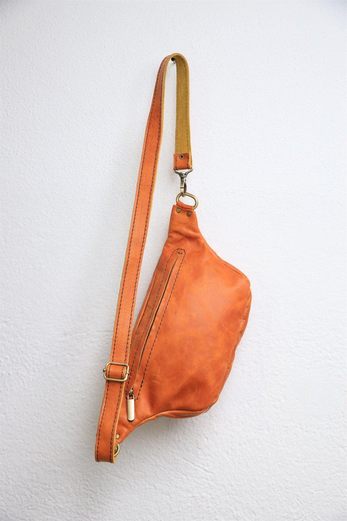 Mustard Leather Waist Bag - Saman Butik | Shop Online Mustard Leather Waist Bag