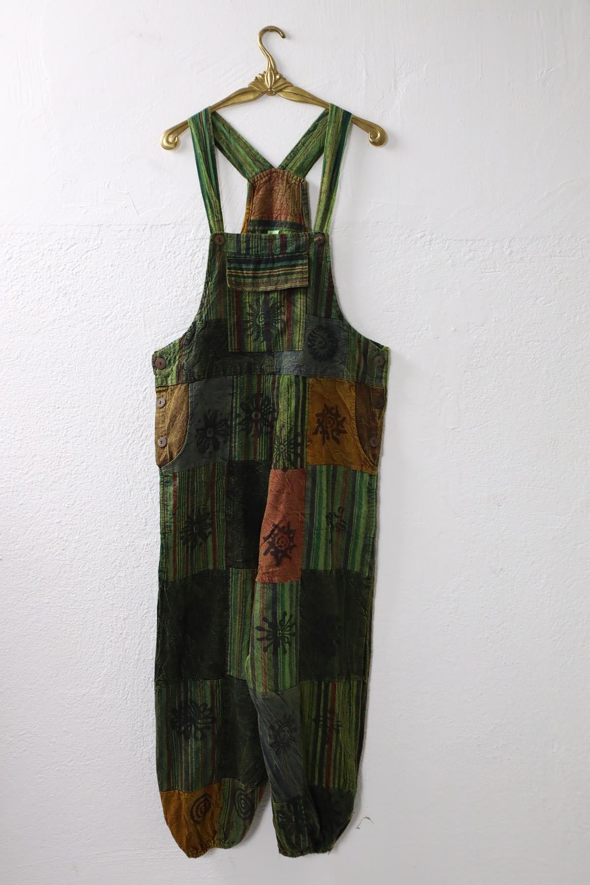 Renkli Yıkama Patchwork Tulum - Şaman Butik Renkli Yıkama Patchwork Tulum