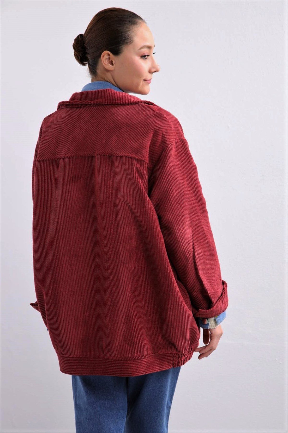 Bordo Kruvaze Kapama Oversize Ceket - Şaman Butik - Bohem Giyim ve Aksesuar | Kadın & Erkek Bordo Kruvaze Kapama Oversize Ceket