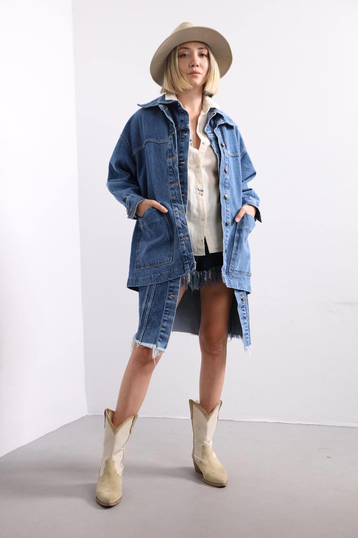 Blue Big Pocket Oversize Jeans Jacket Blue Big Pocket Oversize Jeans Jacket