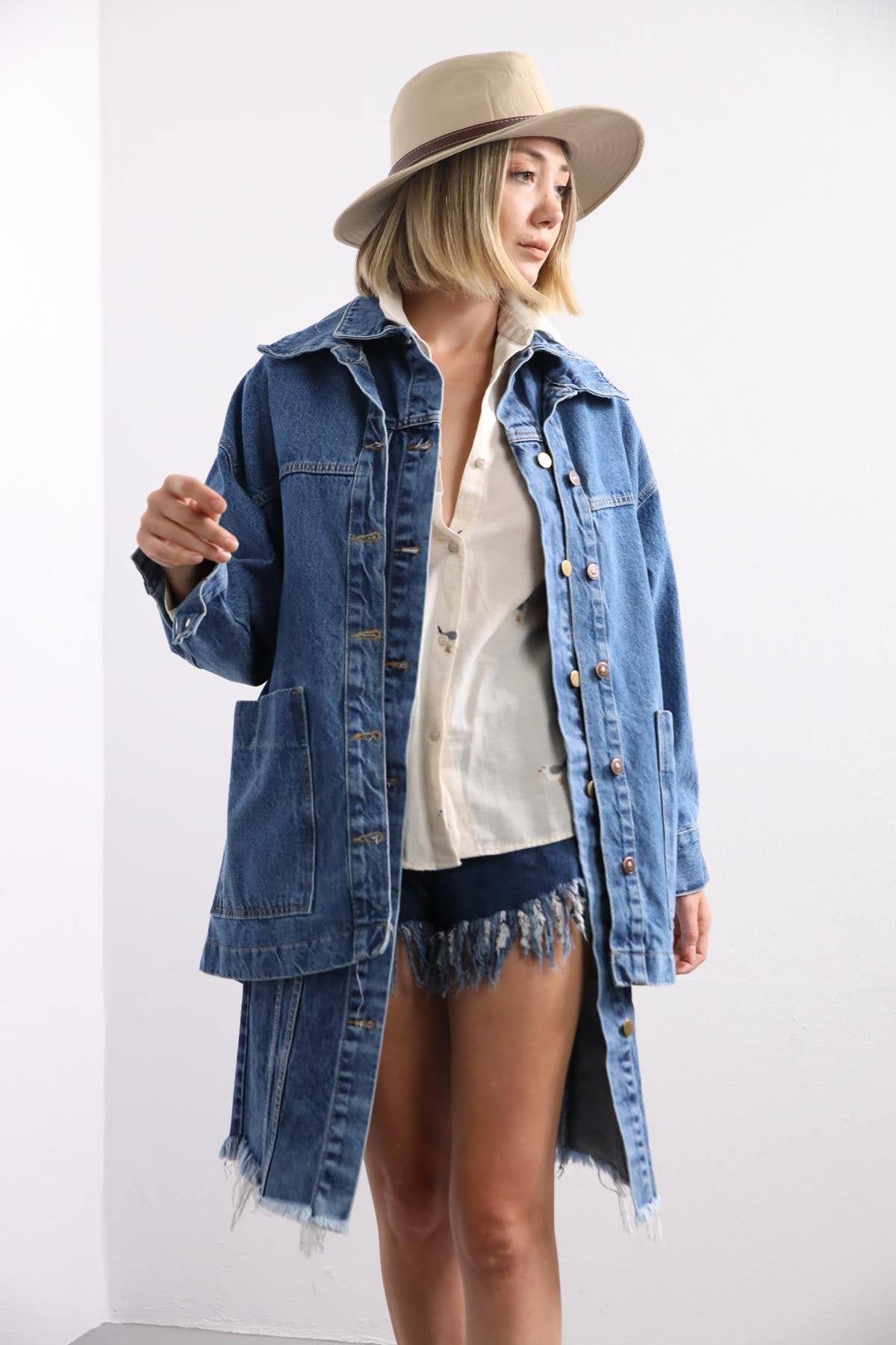 Blue Big Pocket Oversize Jeans Jacket Blue Big Pocket Oversize Jeans Jacket