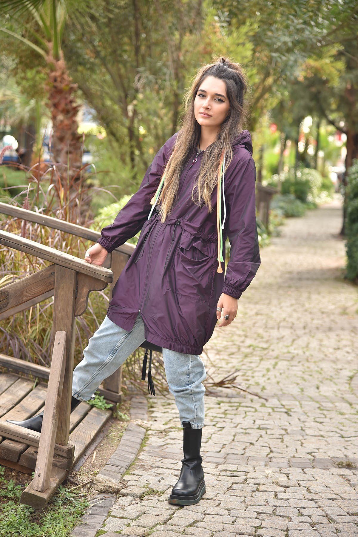 Mürdüm Rainbow Rüzgarlık - Şaman Butik Mürdüm Rainbow Rüzgarlık