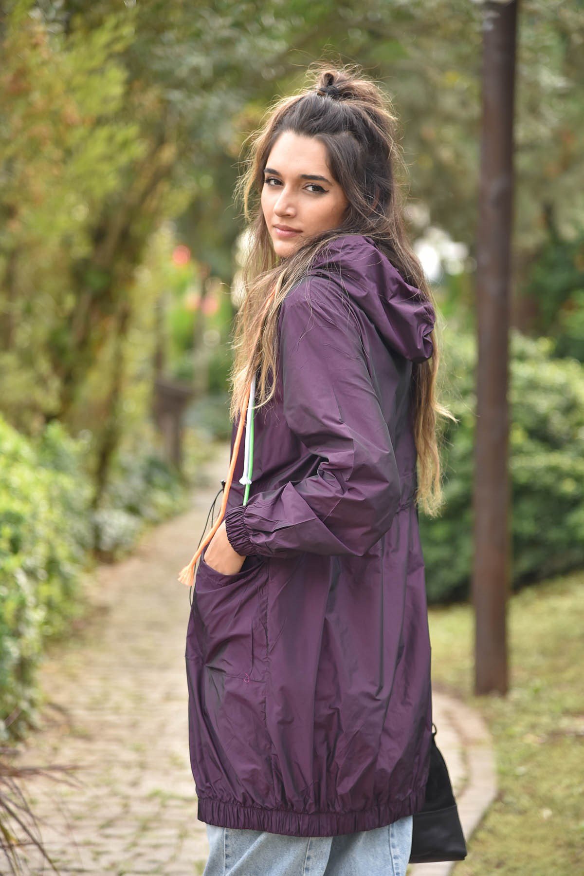 Mürdüm Rainbow Rüzgarlık - Şaman Butik Mürdüm Rainbow Rüzgarlık