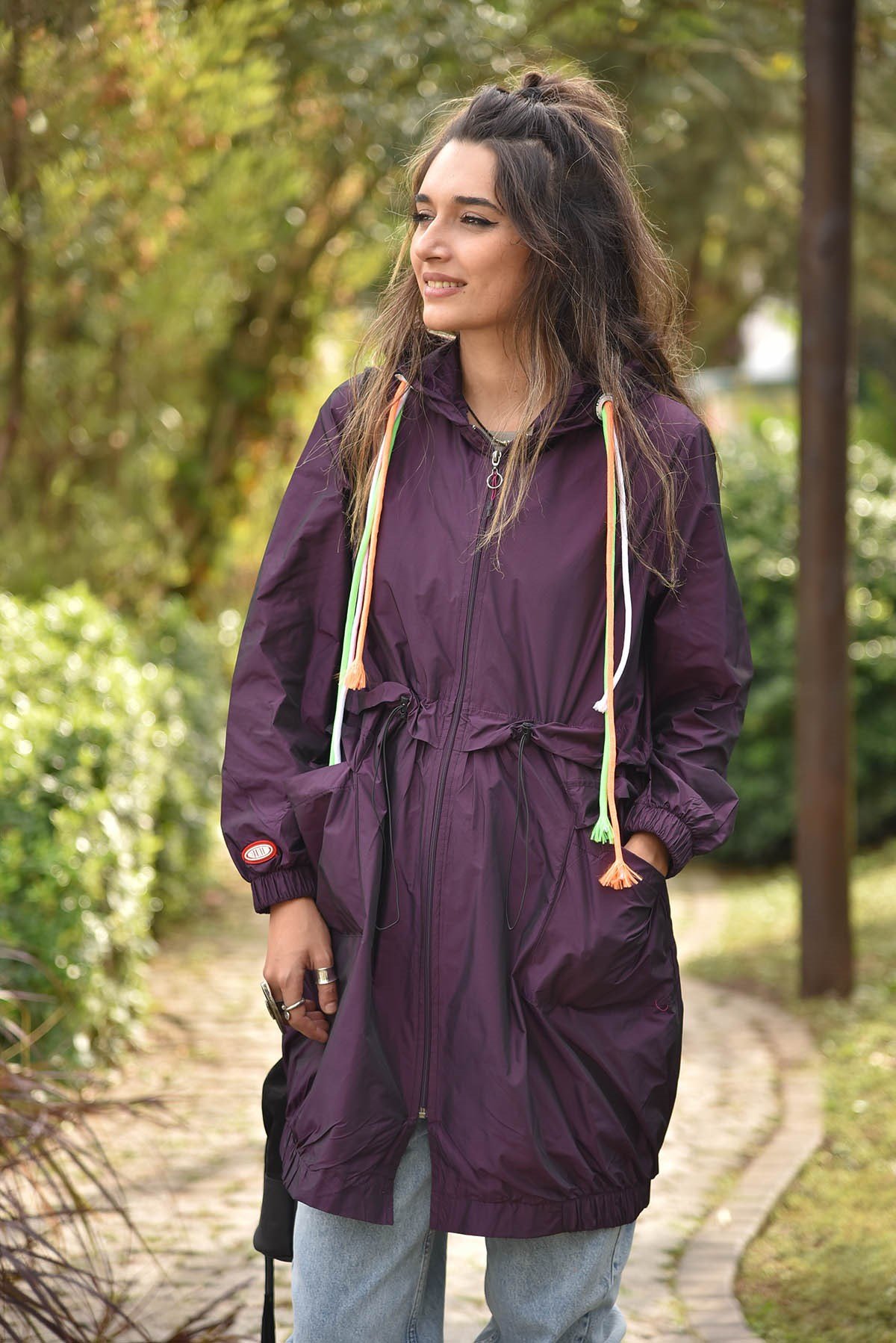 Mürdüm Rainbow Rüzgarlık - Şaman Butik Mürdüm Rainbow Rüzgarlık