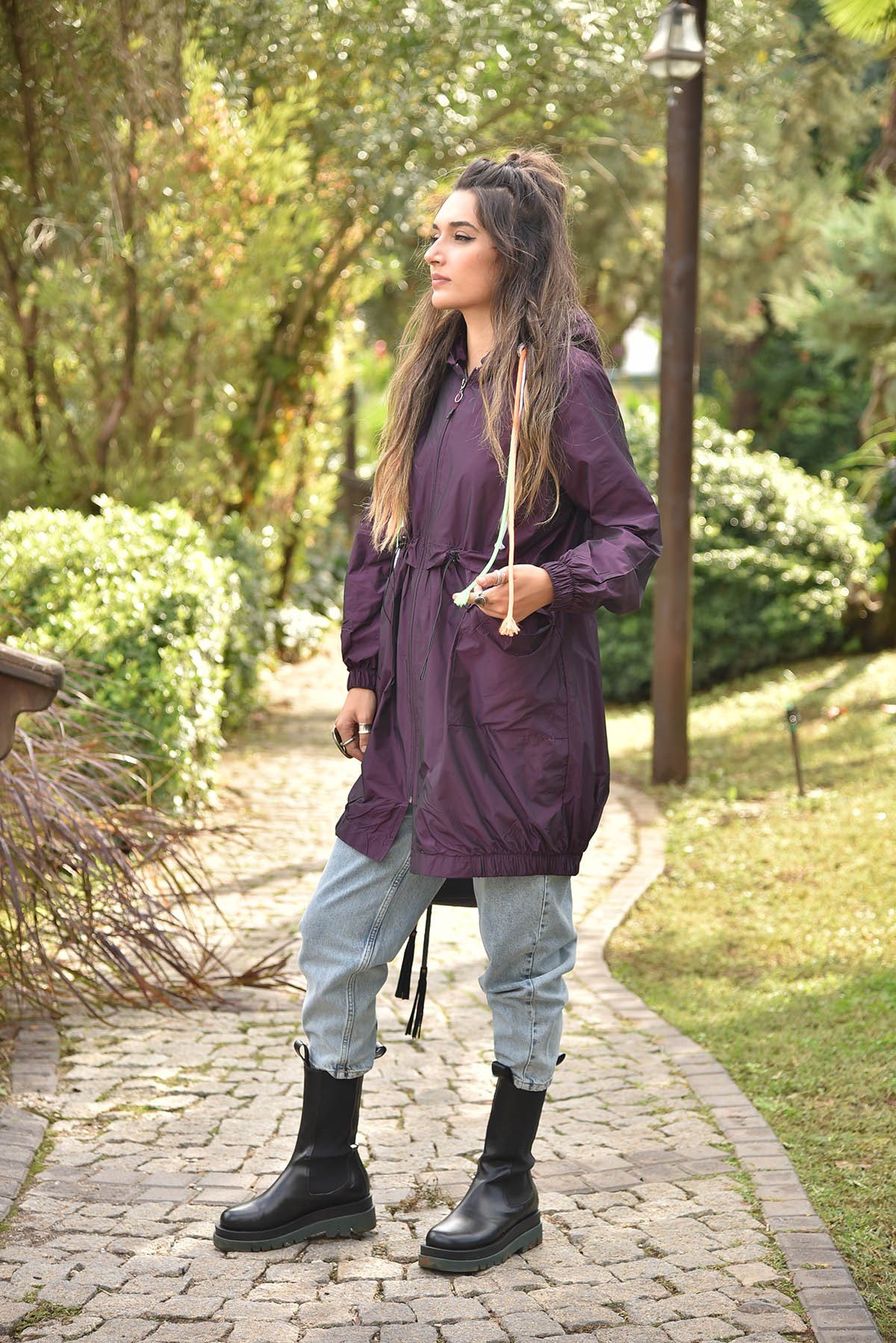 Mürdüm Rainbow Rüzgarlık - Şaman Butik Mürdüm Rainbow Rüzgarlık