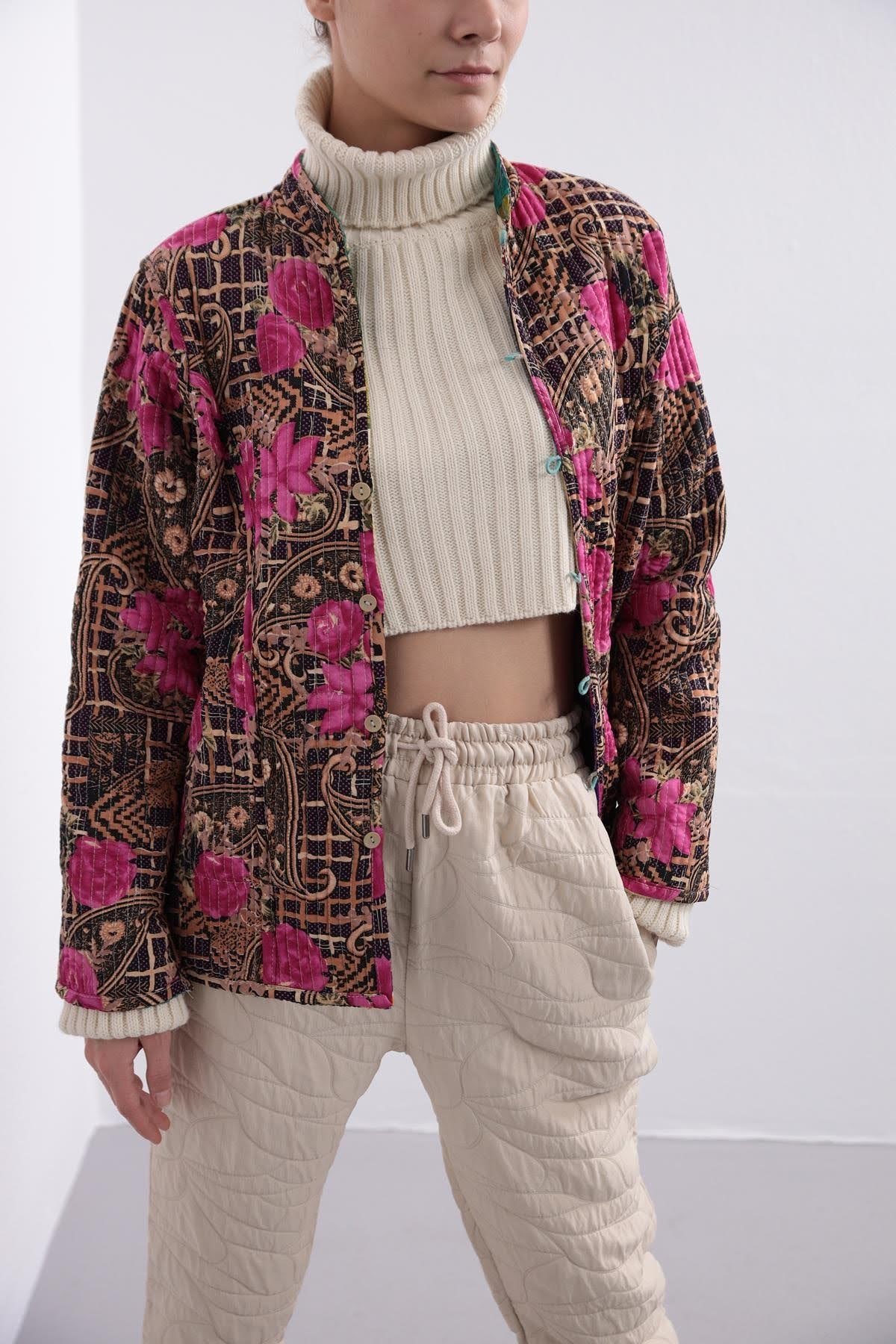 Renkli Cepli Patchwork Ceket - Şaman Butik Renkli Cepli Patchwork Ceket