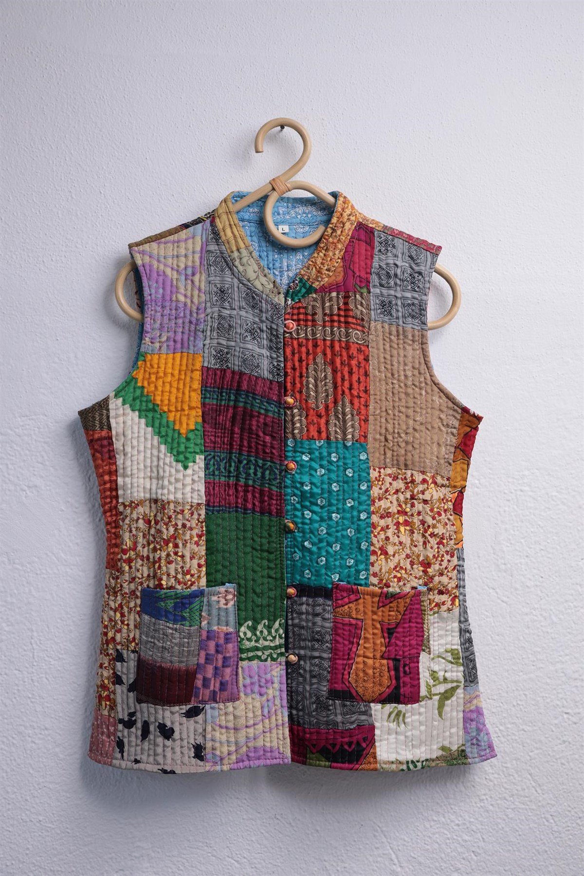 Renkli Cepli Patchwork Yelek