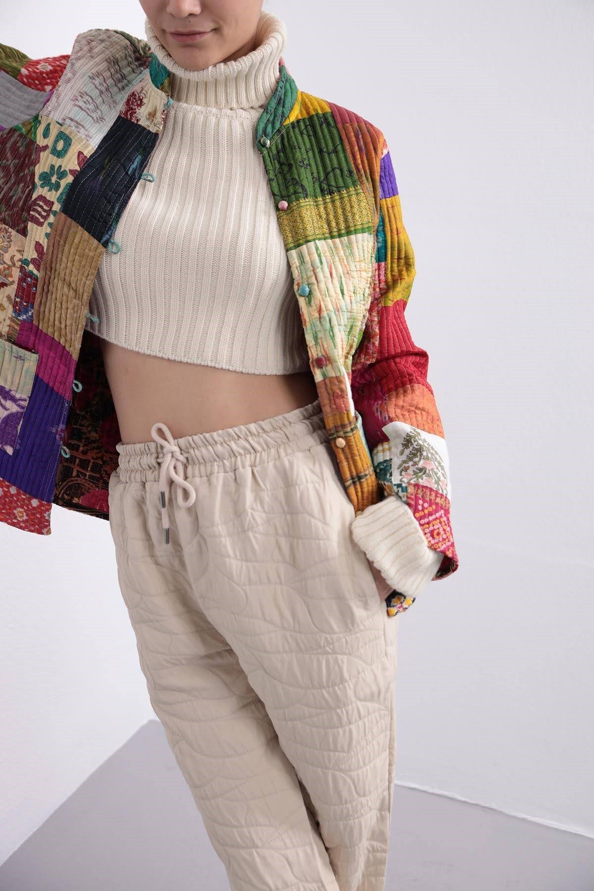 Renkli Cepli Patchwork Ceket - Şaman Butik Renkli Cepli Patchwork Ceket