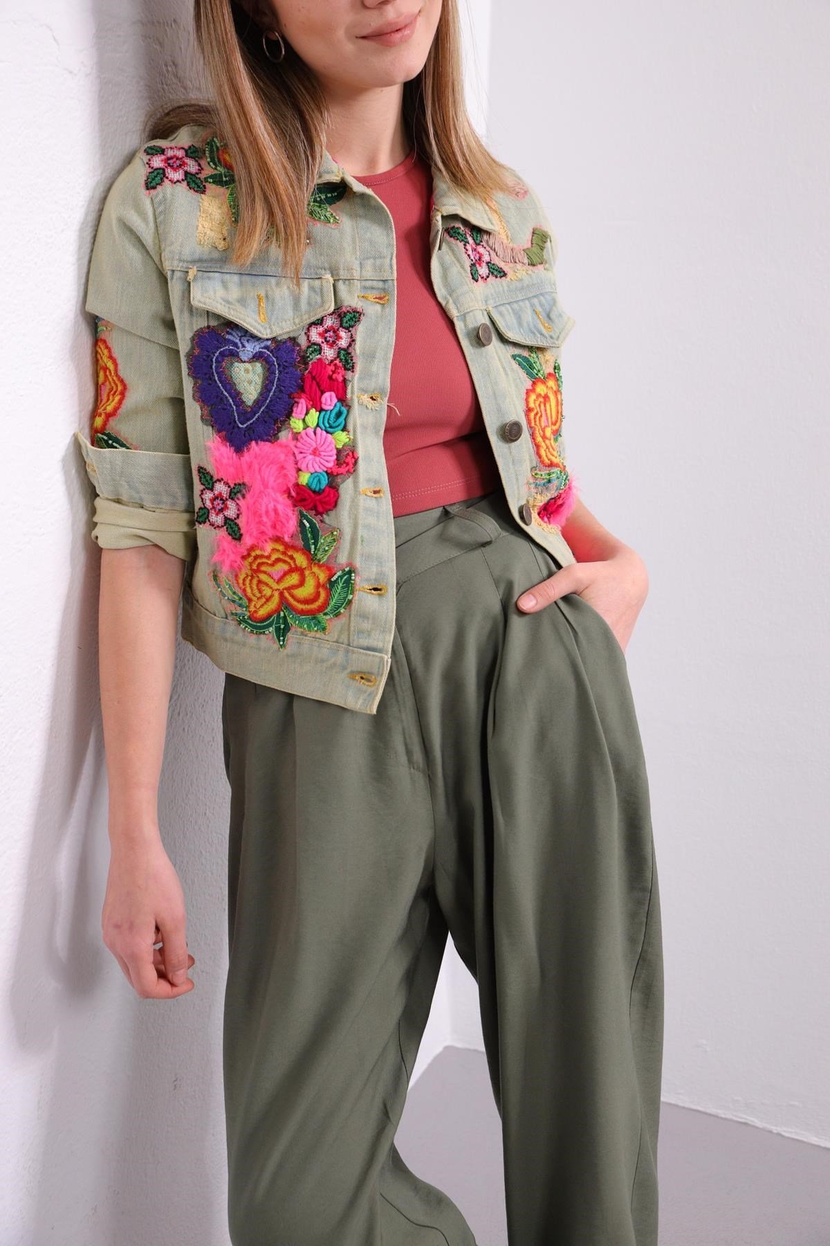 Colorful Embroidered Bohemian Jacket - Saman Butik | Shop Online Colorful Embroidered Bohemian Jacket